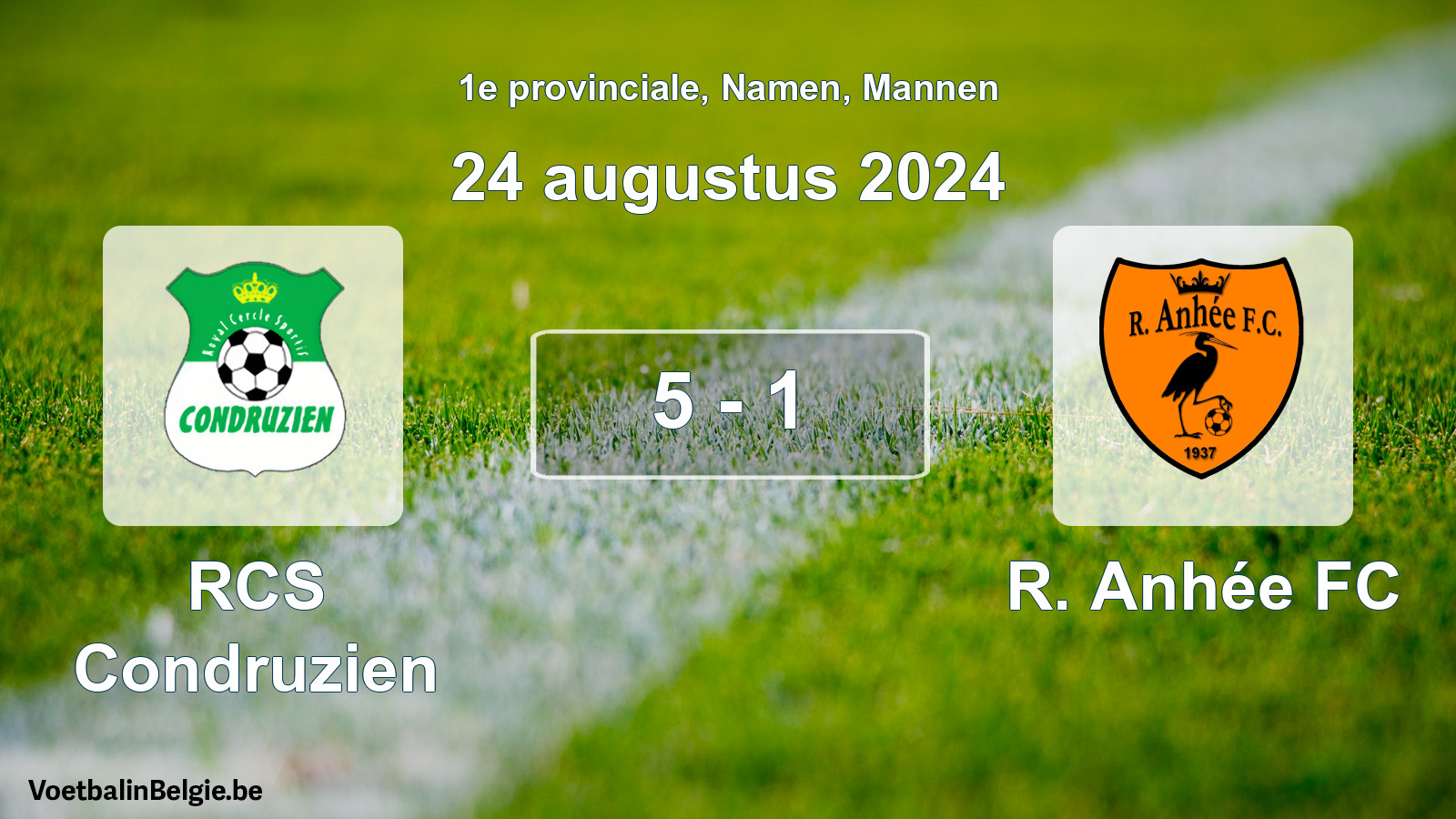 Gespeelde wedstrijd mannenvoetbal: RCS Condruzien - R. Anhée FC 5 - 1 (24 augustus 2024)
