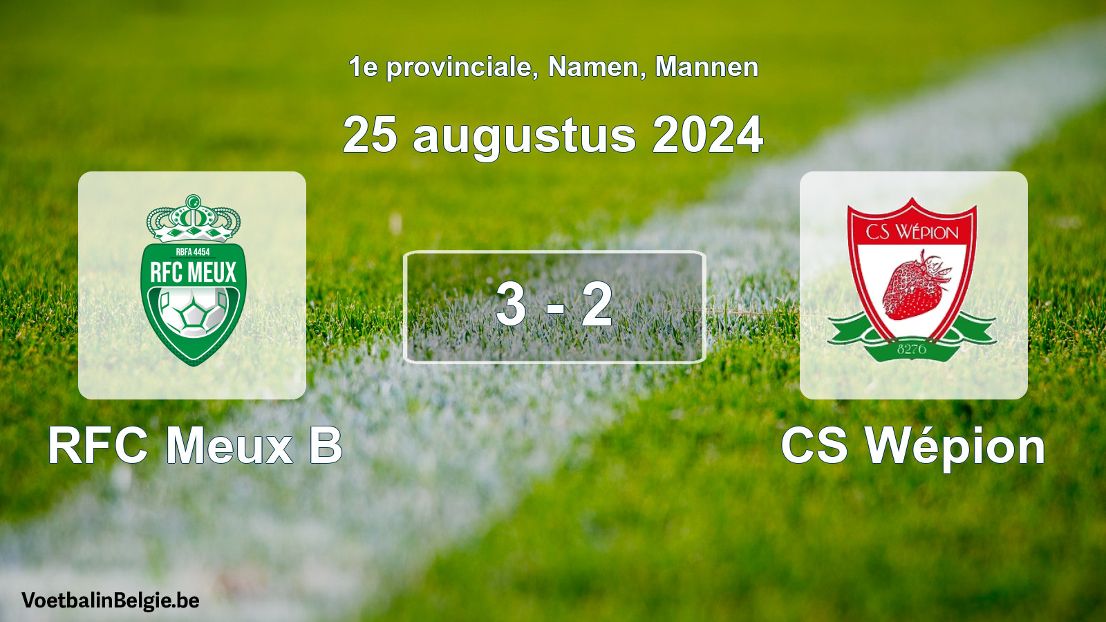 Gespeelde wedstrijd mannenvoetbal: RFC Meux B - CS Wépion 3 - 2 (25 augustus 2024)