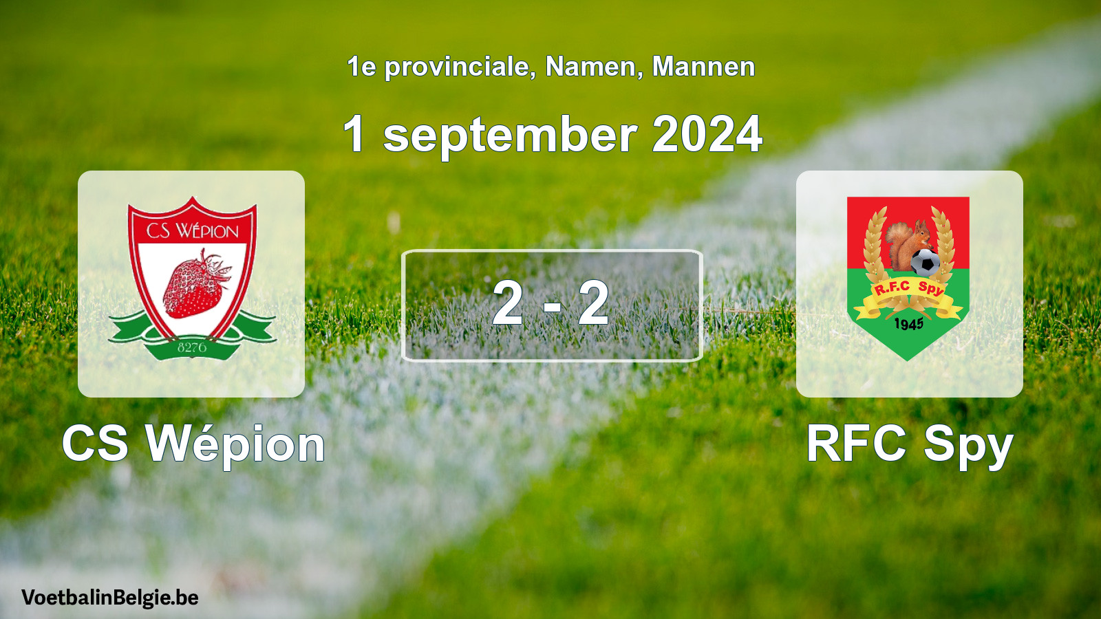 Gespeelde wedstrijd mannenvoetbal: CS Wépion - RFC Spy 2 - 2 (1 september 2024)