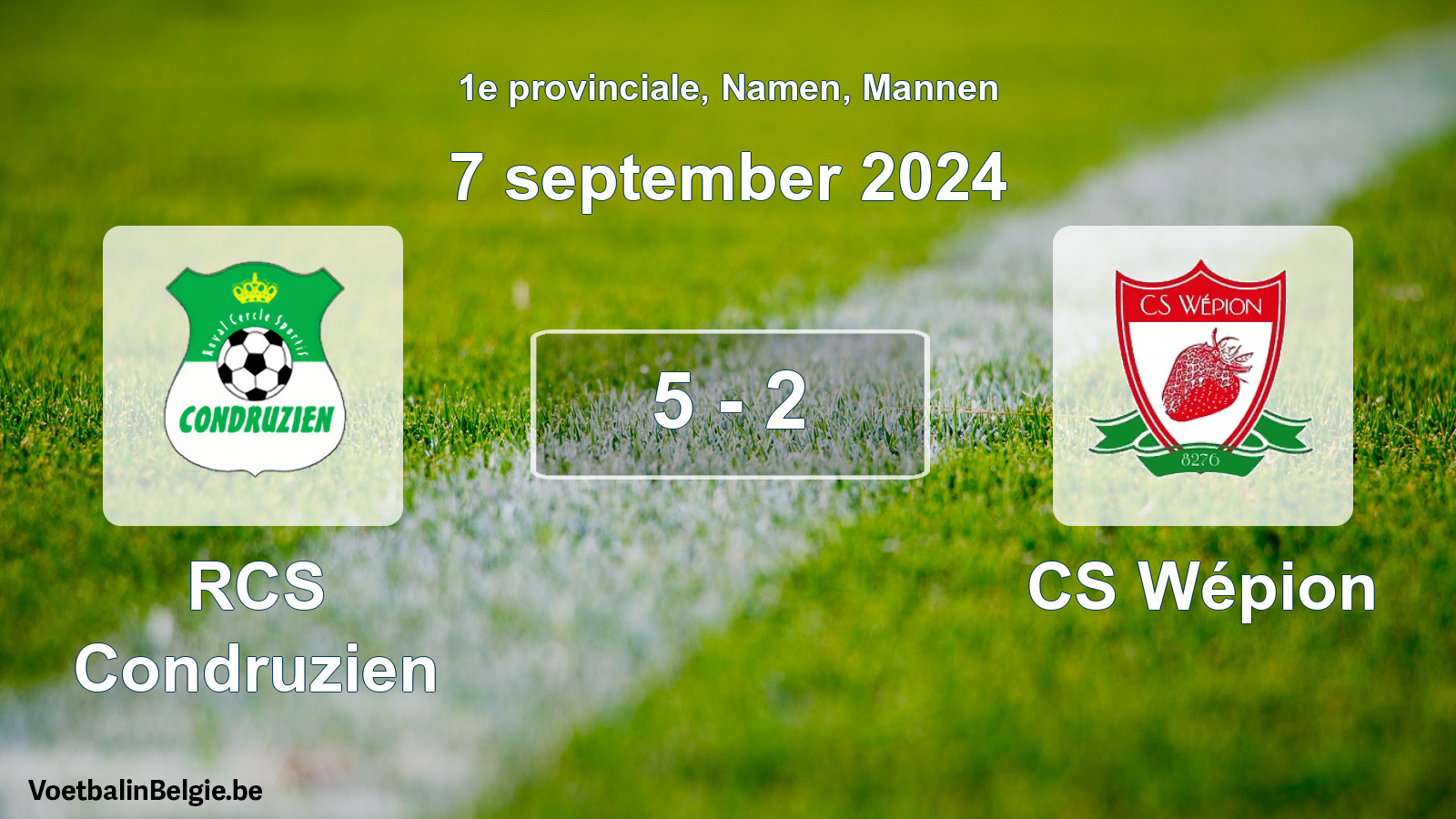 Gespeelde wedstrijd mannenvoetbal: RCS Condruzien - CS Wépion 5 - 2 (7 september 2024)