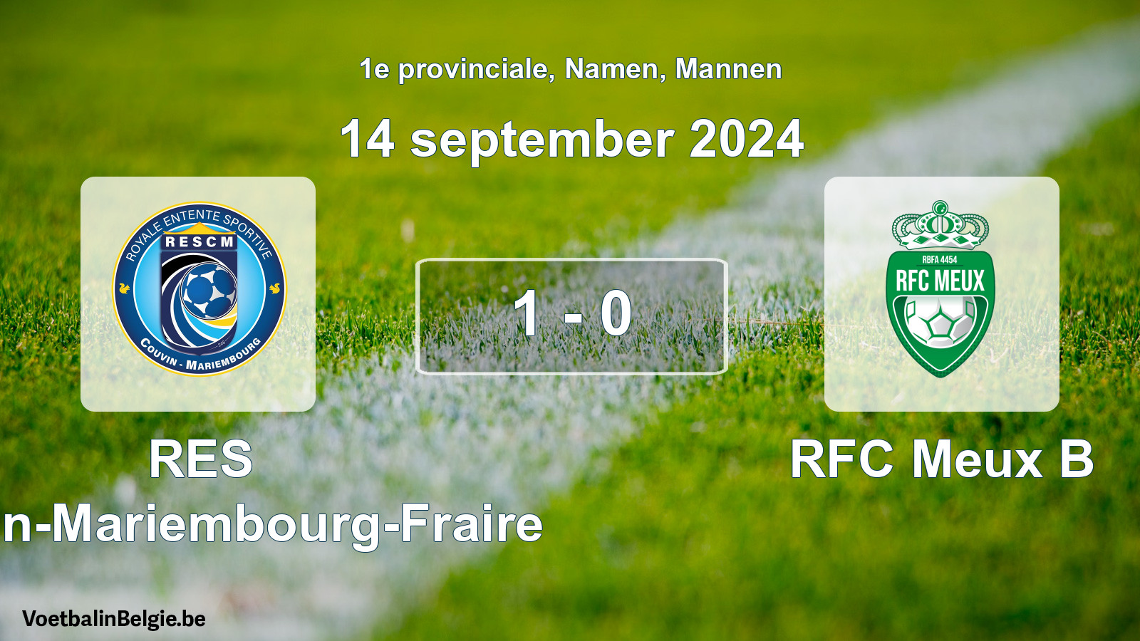Gespeelde wedstrijd mannenvoetbal: RES Couvin-Mariembourg-Fraire - RFC Meux B 1 - 0 (14 september 2024)