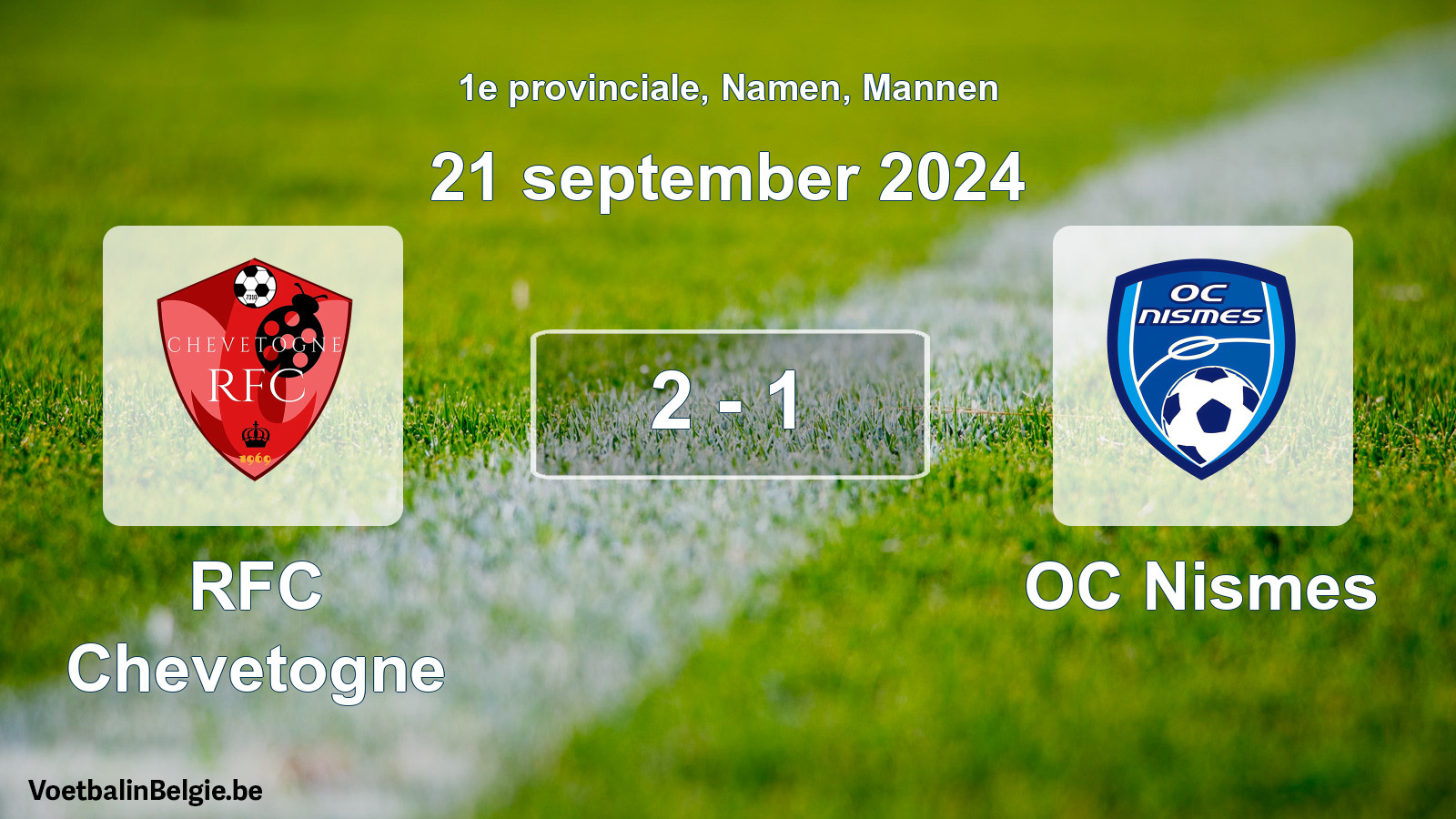 Gespeelde wedstrijd mannenvoetbal: RFC Chevetogne - OC Nismes 2 - 1 (21 september 2024)