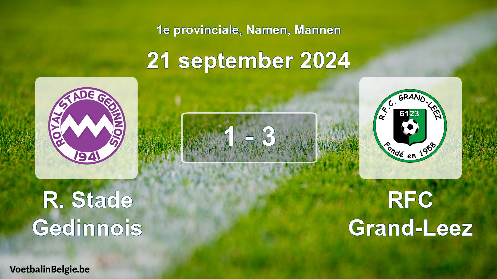 Gespeelde wedstrijd mannenvoetbal: R. Stade Gedinnois - RFC Grand-Leez 1 - 3 (21 september 2024)