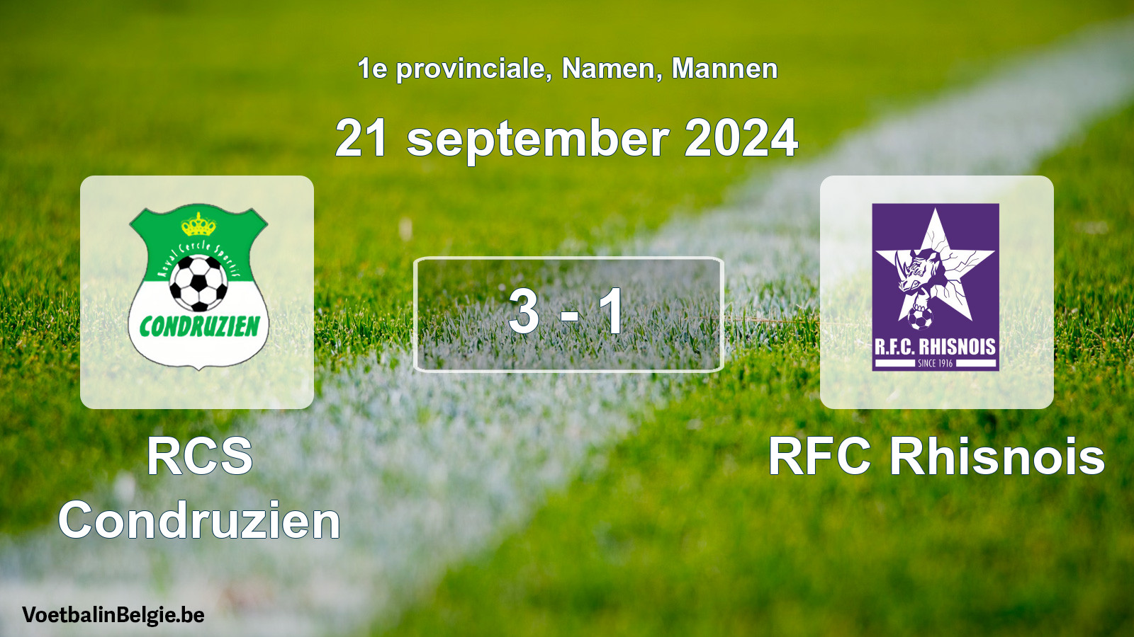 Gespeelde wedstrijd mannenvoetbal: RCS Condruzien - RFC Rhisnois 3 - 1 (21 september 2024)