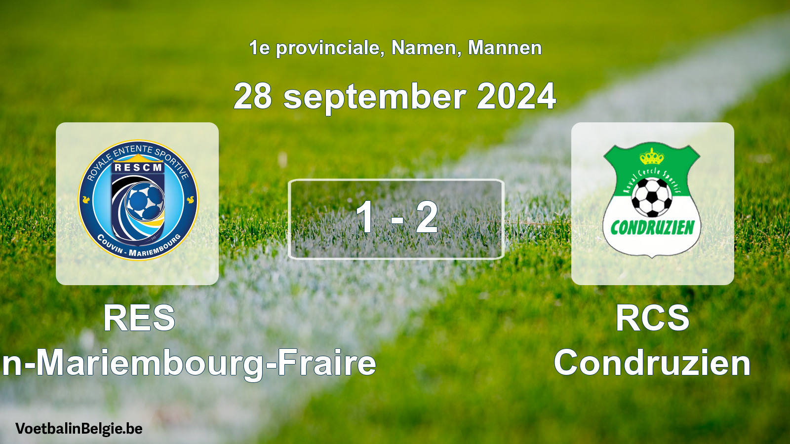Gespeelde wedstrijd mannenvoetbal: RES Couvin-Mariembourg-Fraire - RCS Condruzien 1 - 2 (28 september 2024)