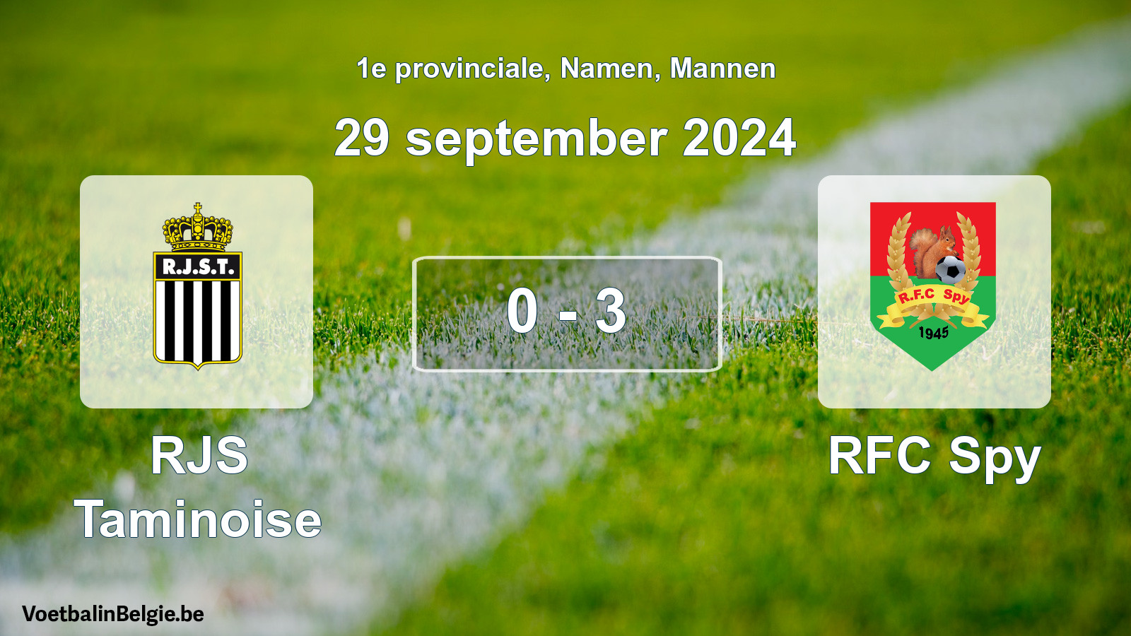 Gespeelde wedstrijd mannenvoetbal: RJS Taminoise - RFC Spy 0 - 3 (29 september 2024)