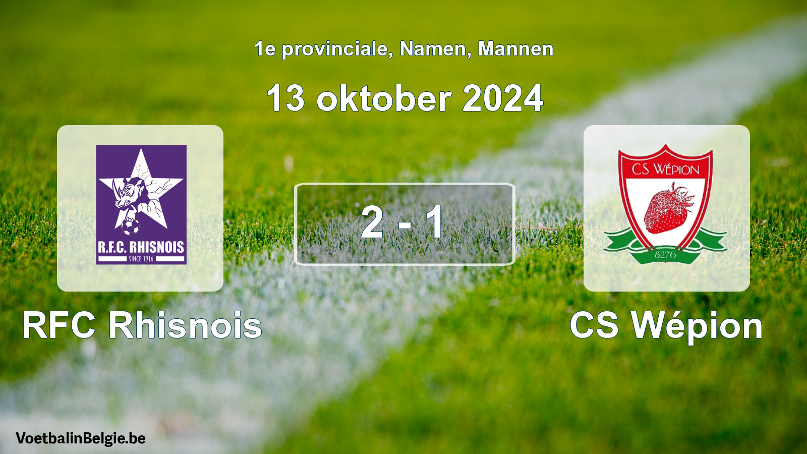 Gespeelde wedstrijd mannenvoetbal: RFC Rhisnois - CS Wépion 2 - 1 (13 oktober 2024)