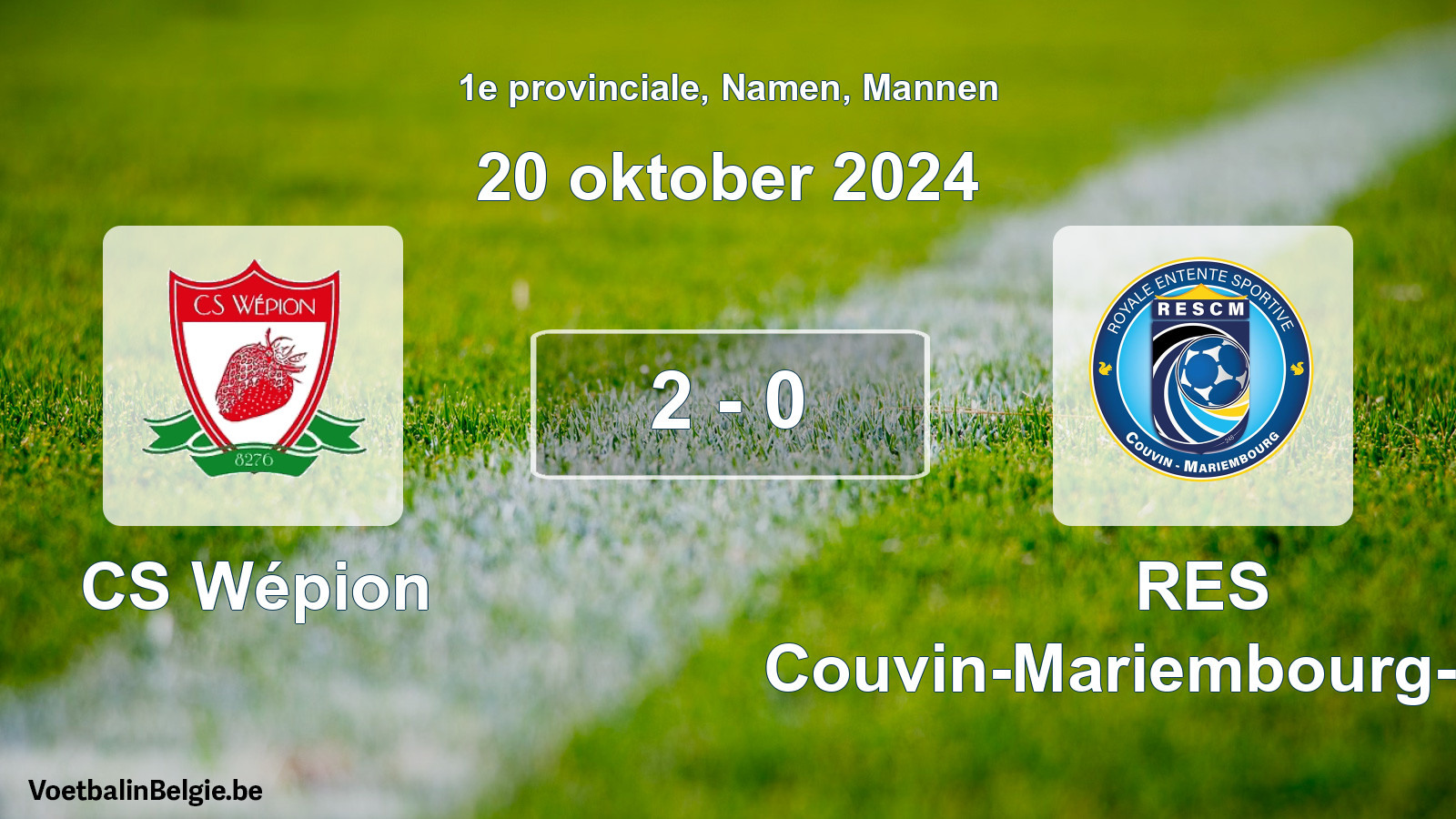 Played match men football: CS Wépion - RES Couvin-Mariembourg-Fraire 2 - 0 (20 October 2024)