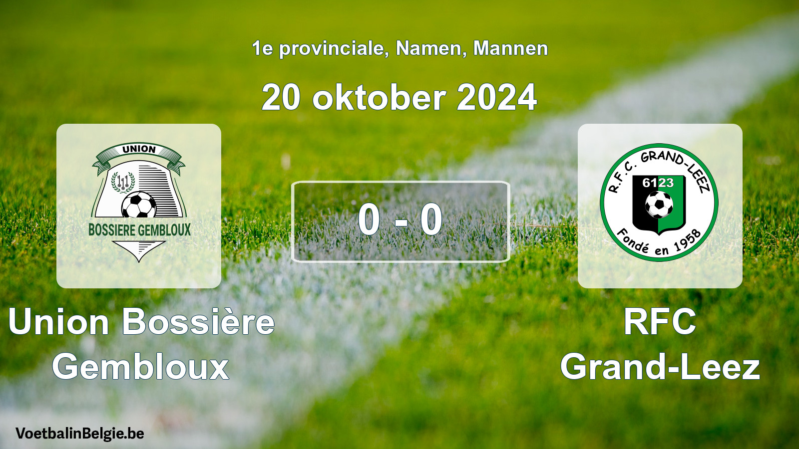 Gespeelde wedstrijd mannenvoetbal: Union Bossière Gembloux - RFC Grand-Leez 0 - 0 (20 oktober 2024)
