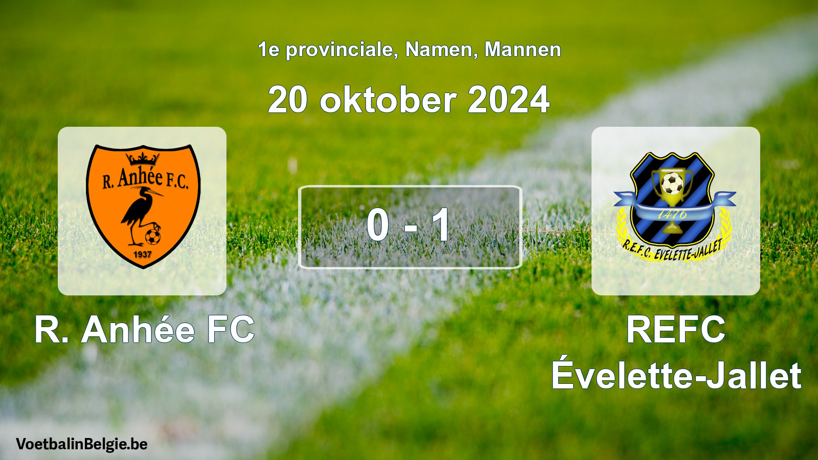 Gespeelde wedstrijd mannenvoetbal: R. Anhée FC - REFC Évelette-Jallet 0 - 1 (20 oktober 2024)