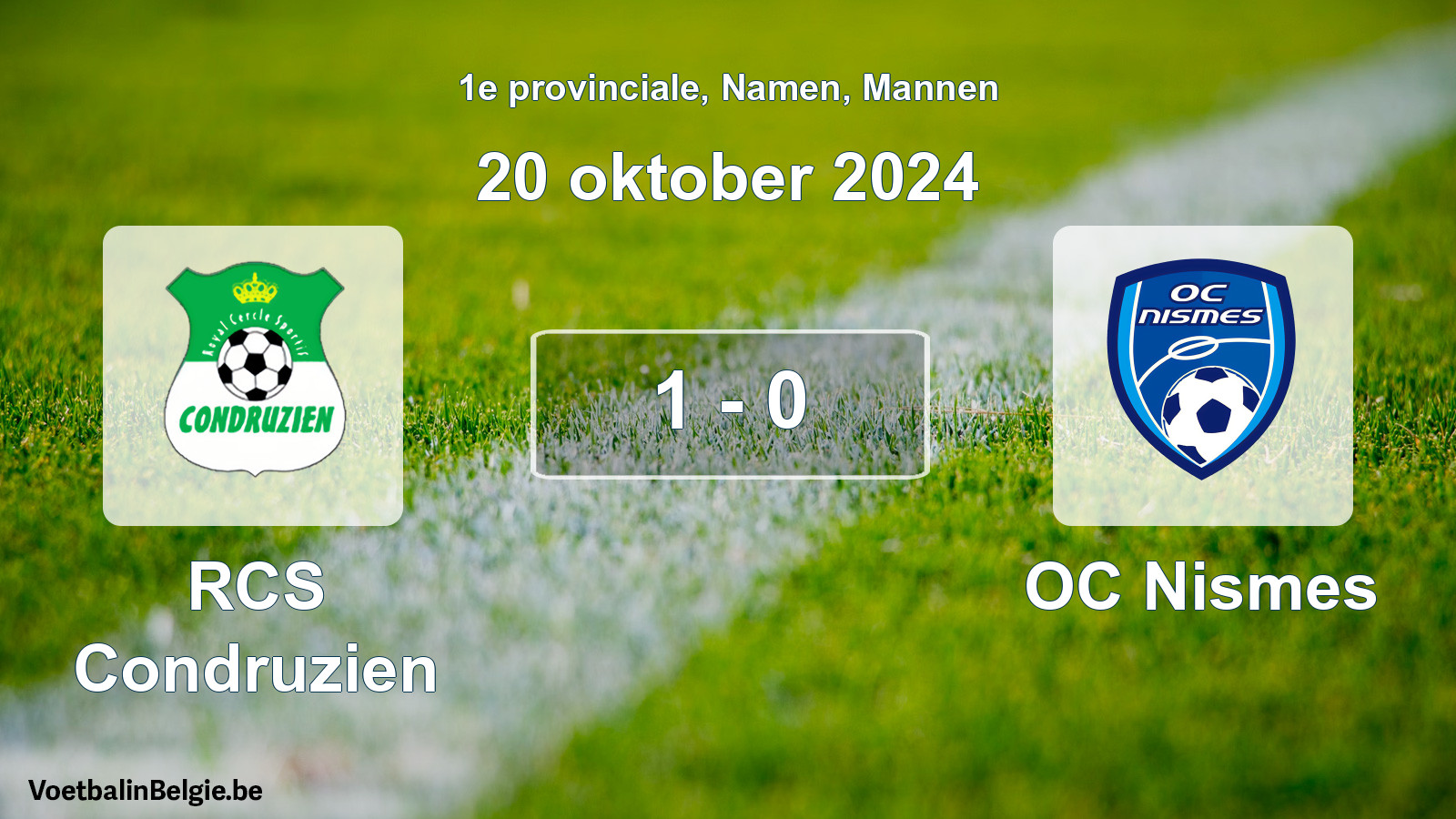 Gespeelde wedstrijd mannenvoetbal: RCS Condruzien - OC Nismes 1 - 0 (20 oktober 2024)