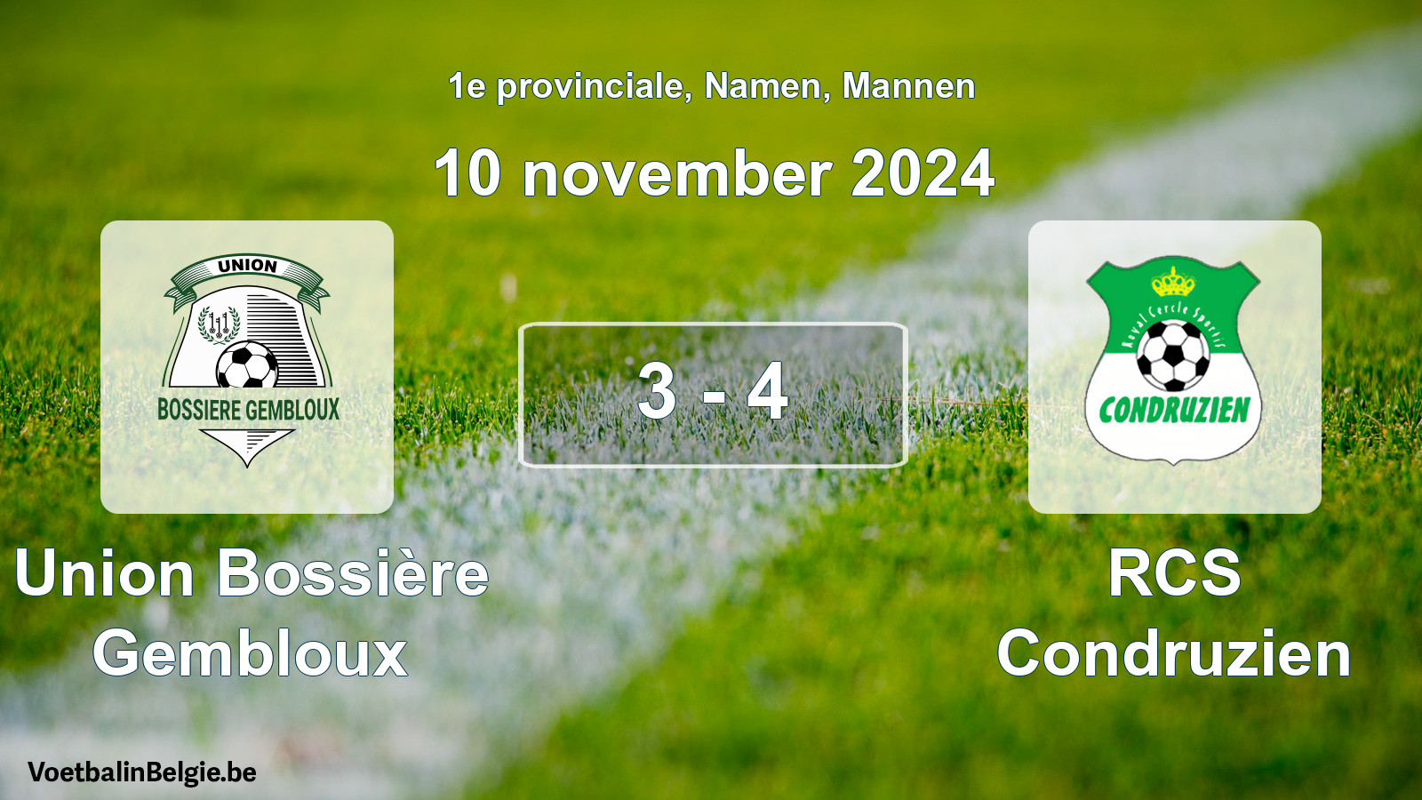 Gespeelde wedstrijd mannenvoetbal: Union Bossière Gembloux - RCS Condruzien 3 - 4 (10 november 2024)