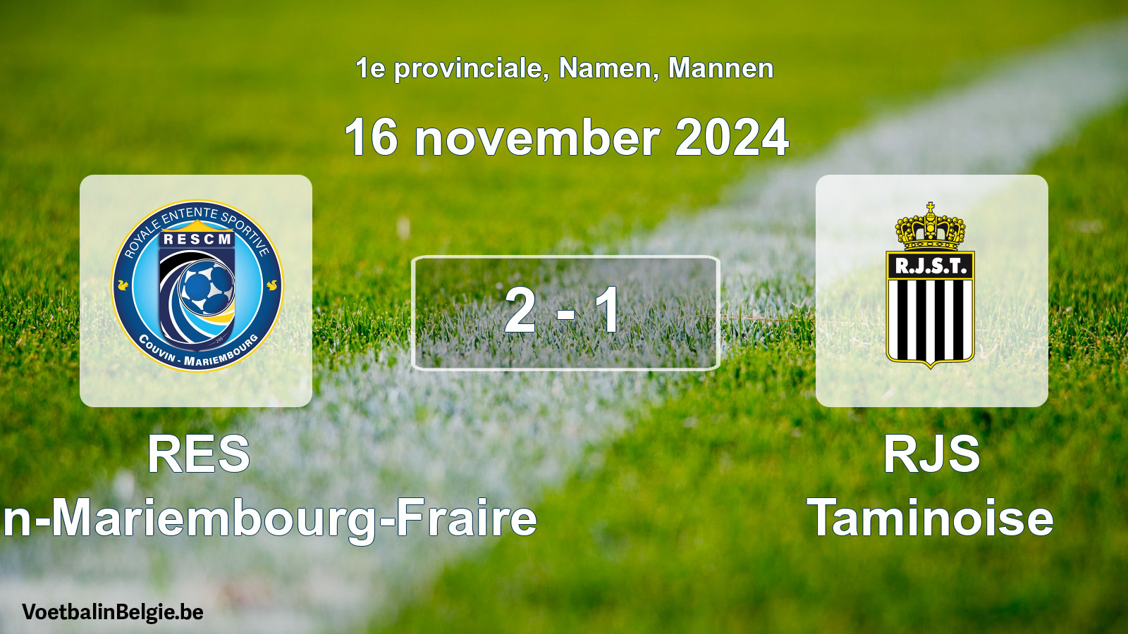 Gespeelde wedstrijd mannenvoetbal: RES Couvin-Mariembourg-Fraire - RJS Taminoise 2 - 1 (16 november 2024)