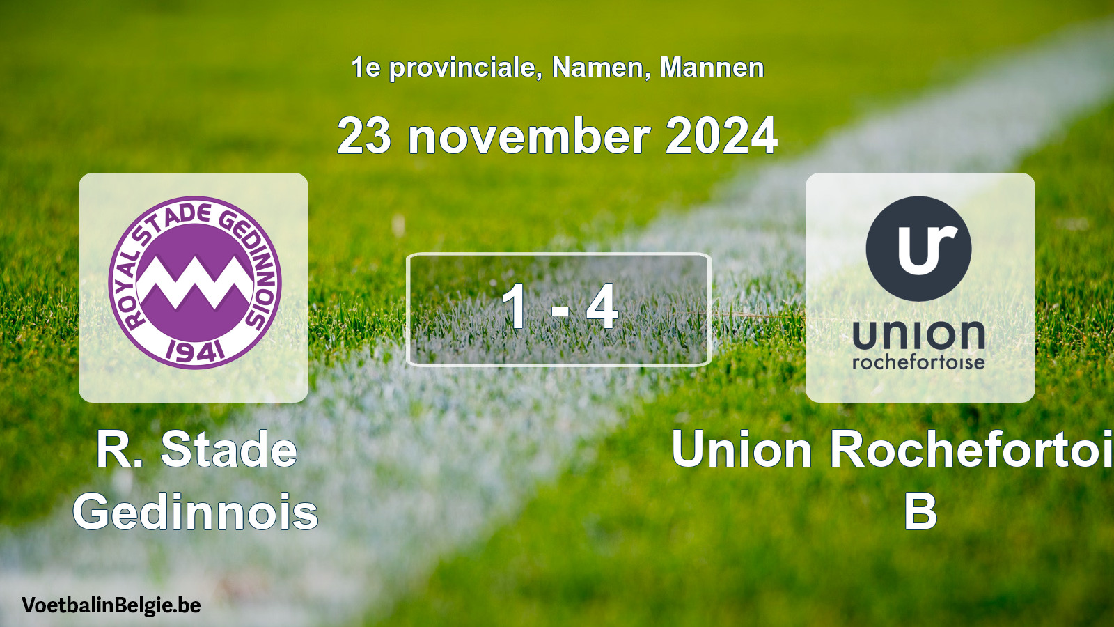 Gespeelde wedstrijd mannenvoetbal: R. Stade Gedinnois - Union Rochefortoise B 1 - 4 (23 november 2024)
