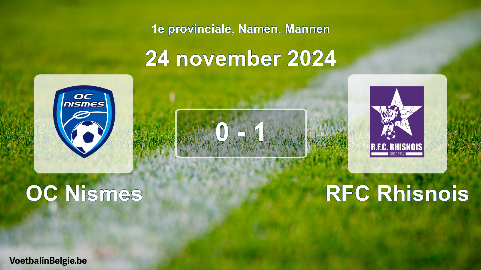 Gespeelde wedstrijd mannenvoetbal: OC Nismes - RFC Rhisnois 0 - 1 (24 november 2024)