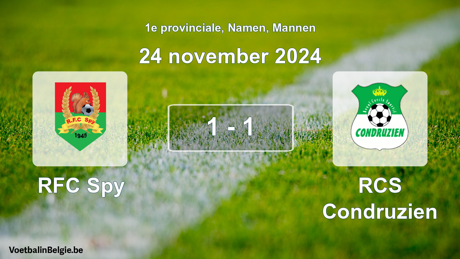 Gespeelde wedstrijd mannenvoetbal: RFC Spy - RCS Condruzien 1 - 1 (24 november 2024)