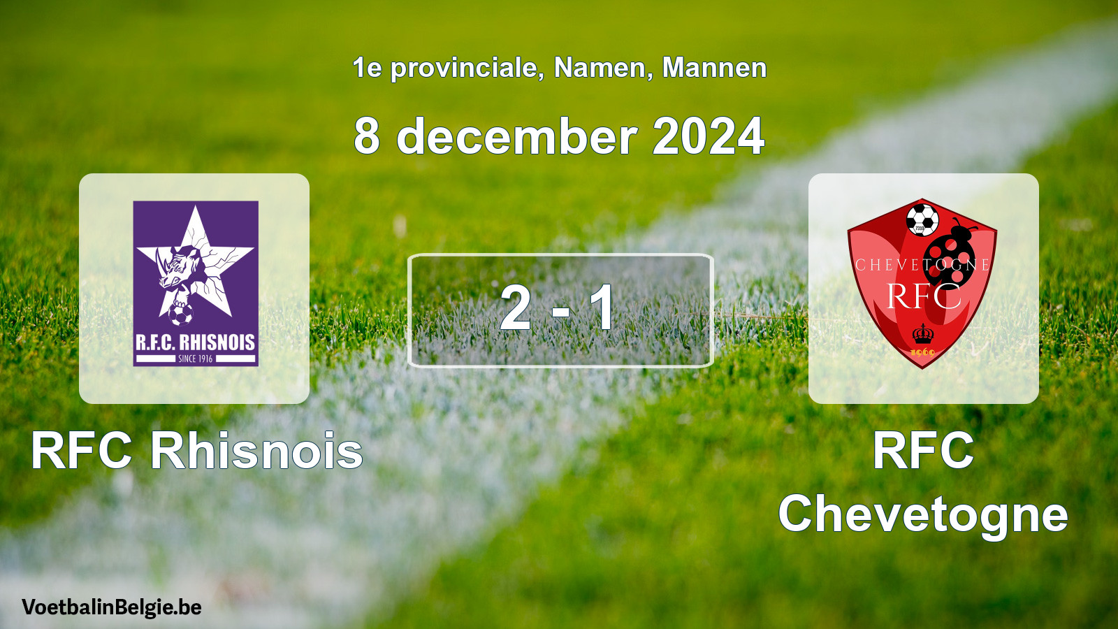 Gespeelde wedstrijd mannenvoetbal: RFC Rhisnois - RFC Chevetogne 2 - 1 (8 december 2024)