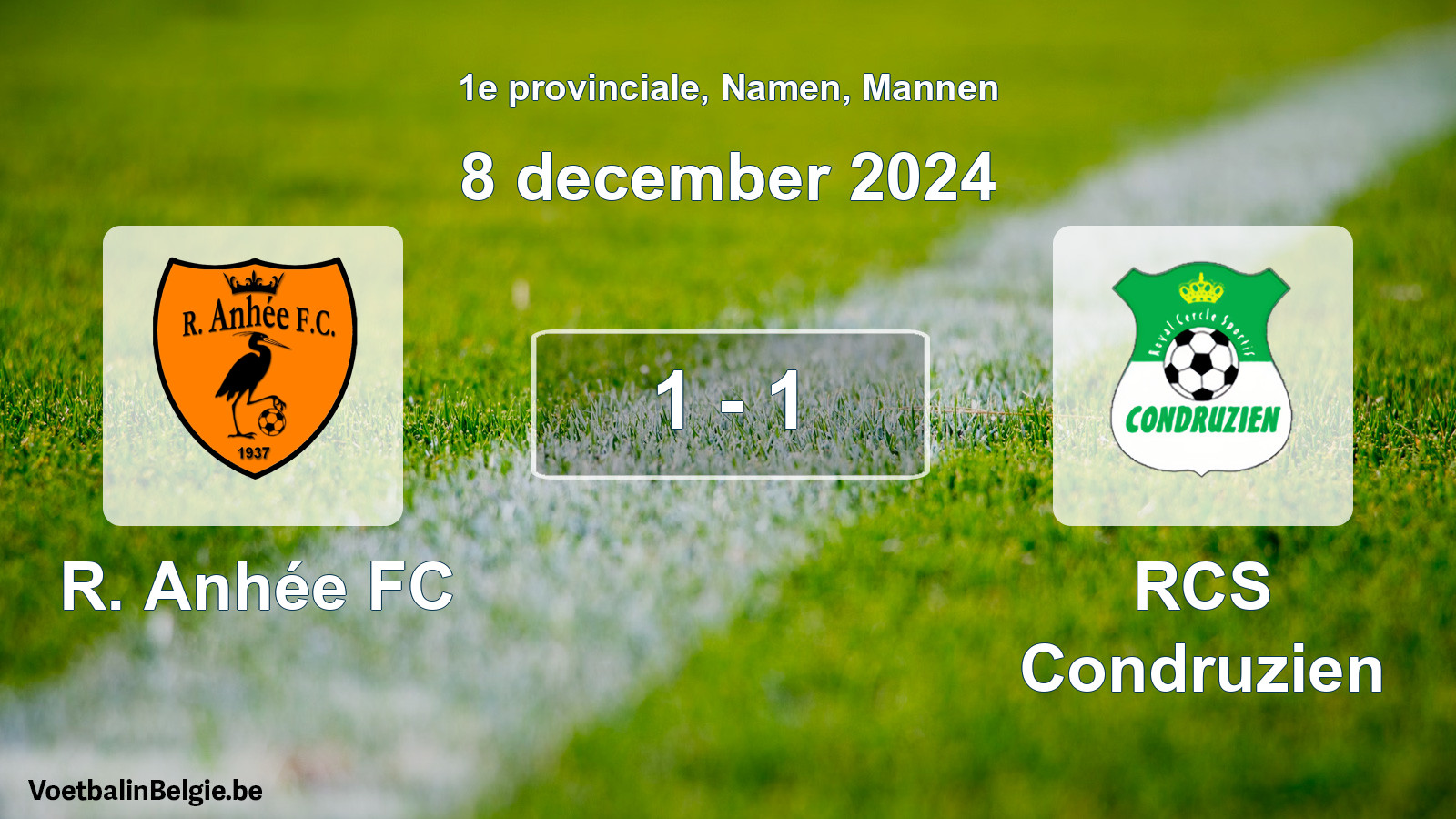 Gespeelde wedstrijd mannenvoetbal: R. Anhée FC - RCS Condruzien 1 - 1 (8 december 2024)