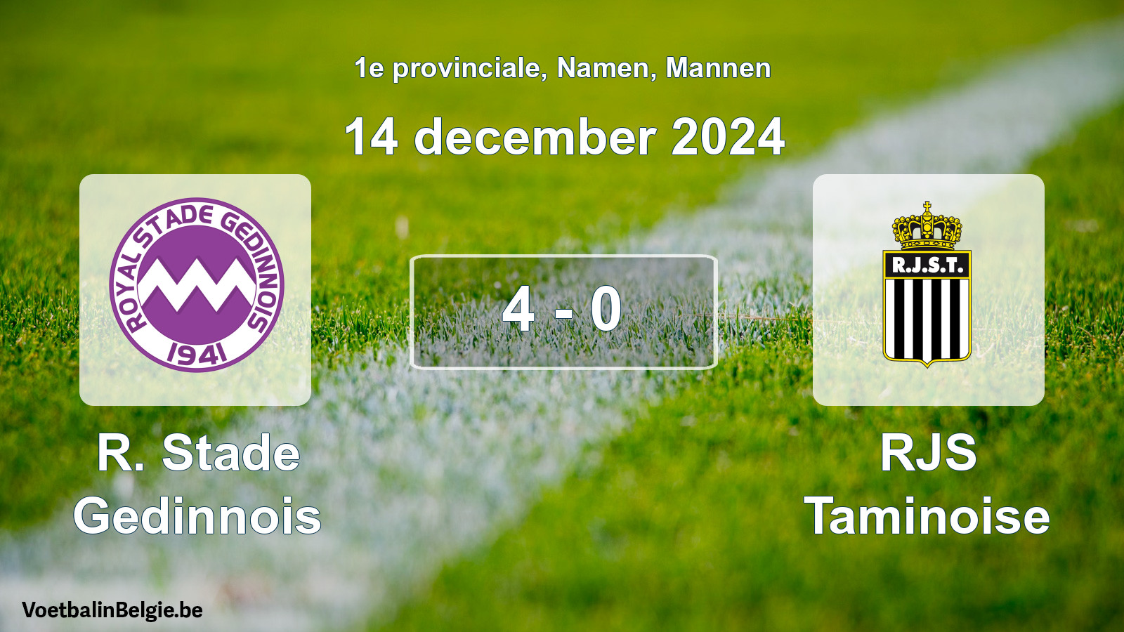 Gespeelde wedstrijd mannenvoetbal: R. Stade Gedinnois - RJS Taminoise 4 - 0 (14 december 2024)