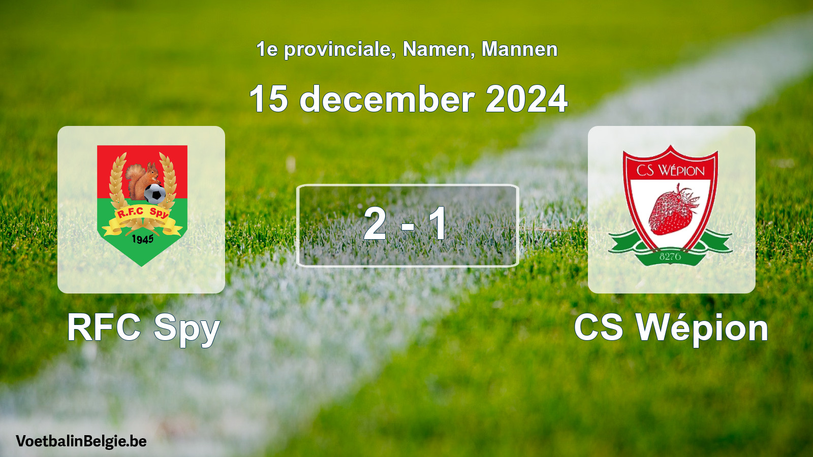Gespeelde wedstrijd mannenvoetbal: RFC Spy - CS Wépion 2 - 1 (15 december 2024)