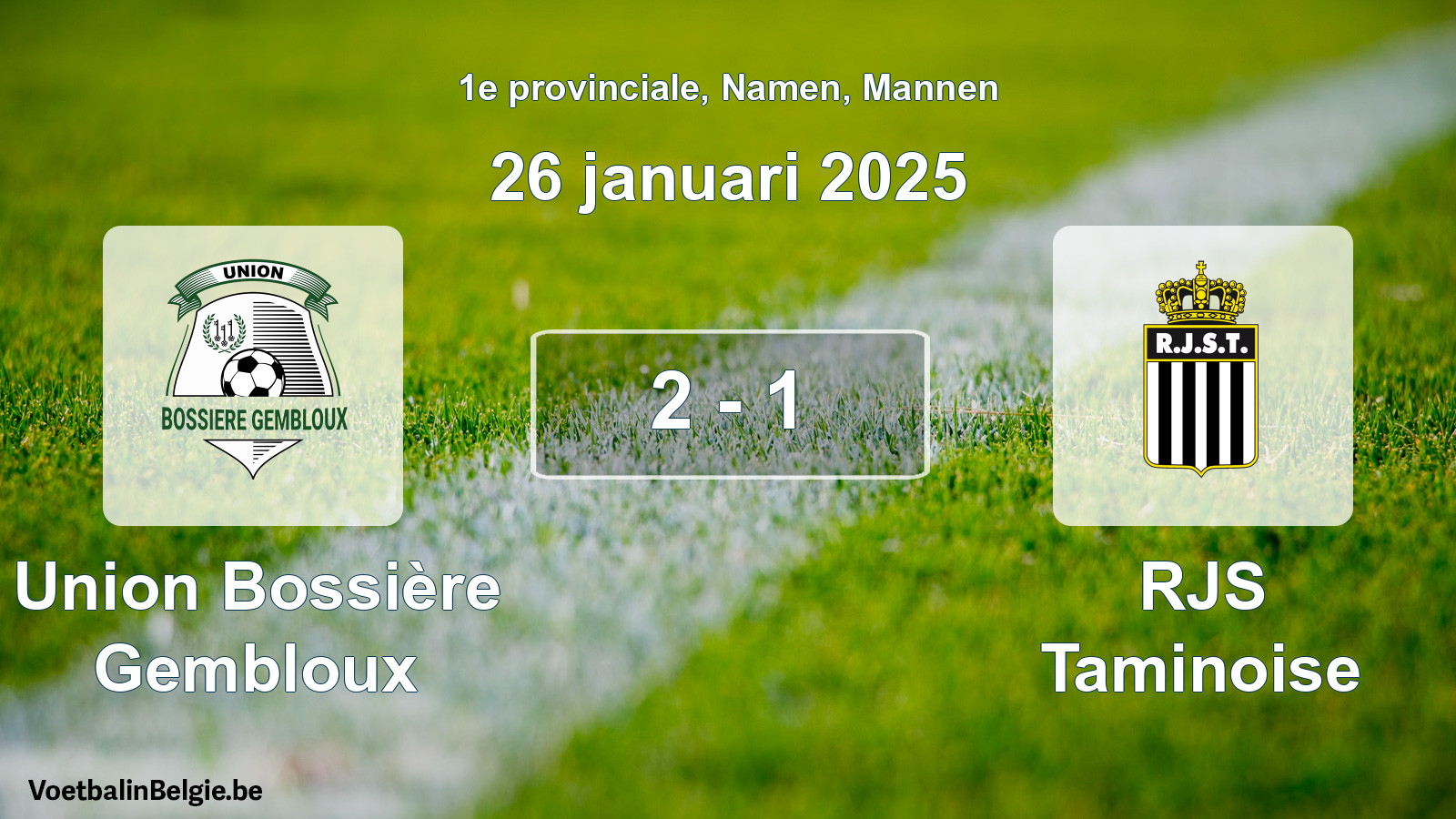 Gespeelde wedstrijd mannenvoetbal: Union Bossière Gembloux - RJS Taminoise 2 - 1 (26 januari 2025)