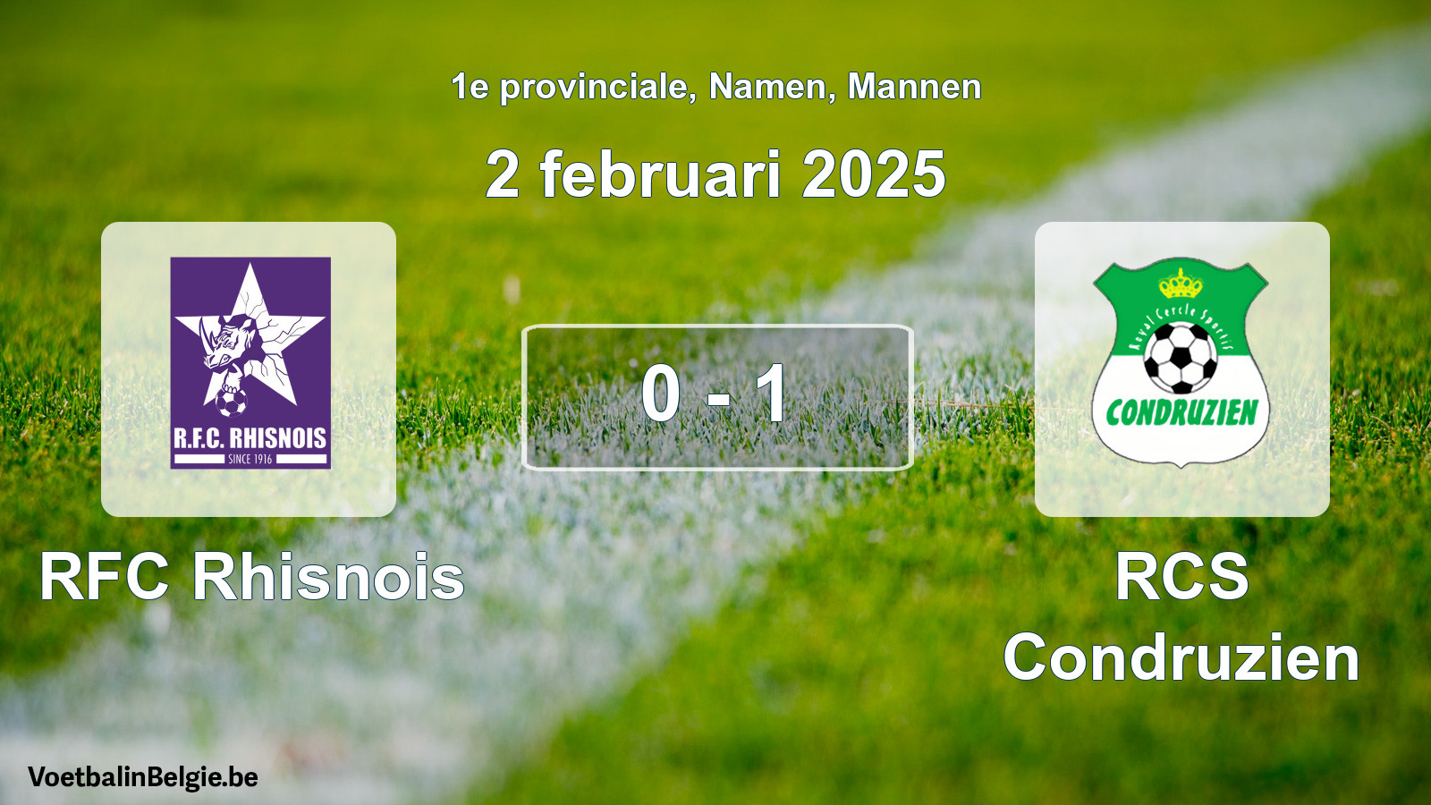 Match joué football hommes: RFC Rhisnois - RCS Condruzien 0 - 1 (2 février 2025)