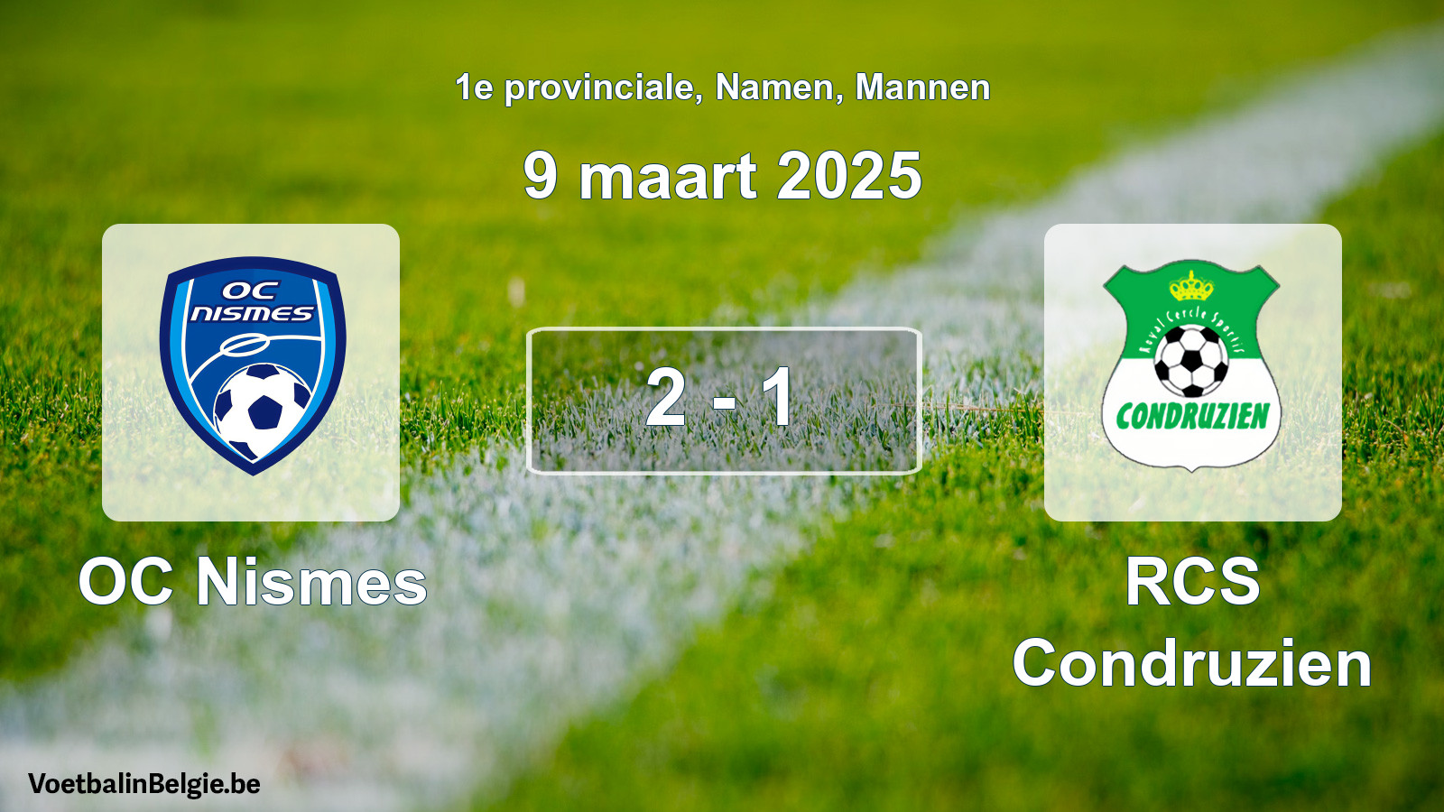 Gespeelde wedstrijd mannenvoetbal: OC Nismes - RCS Condruzien 2 - 1 (9 maart 2025)