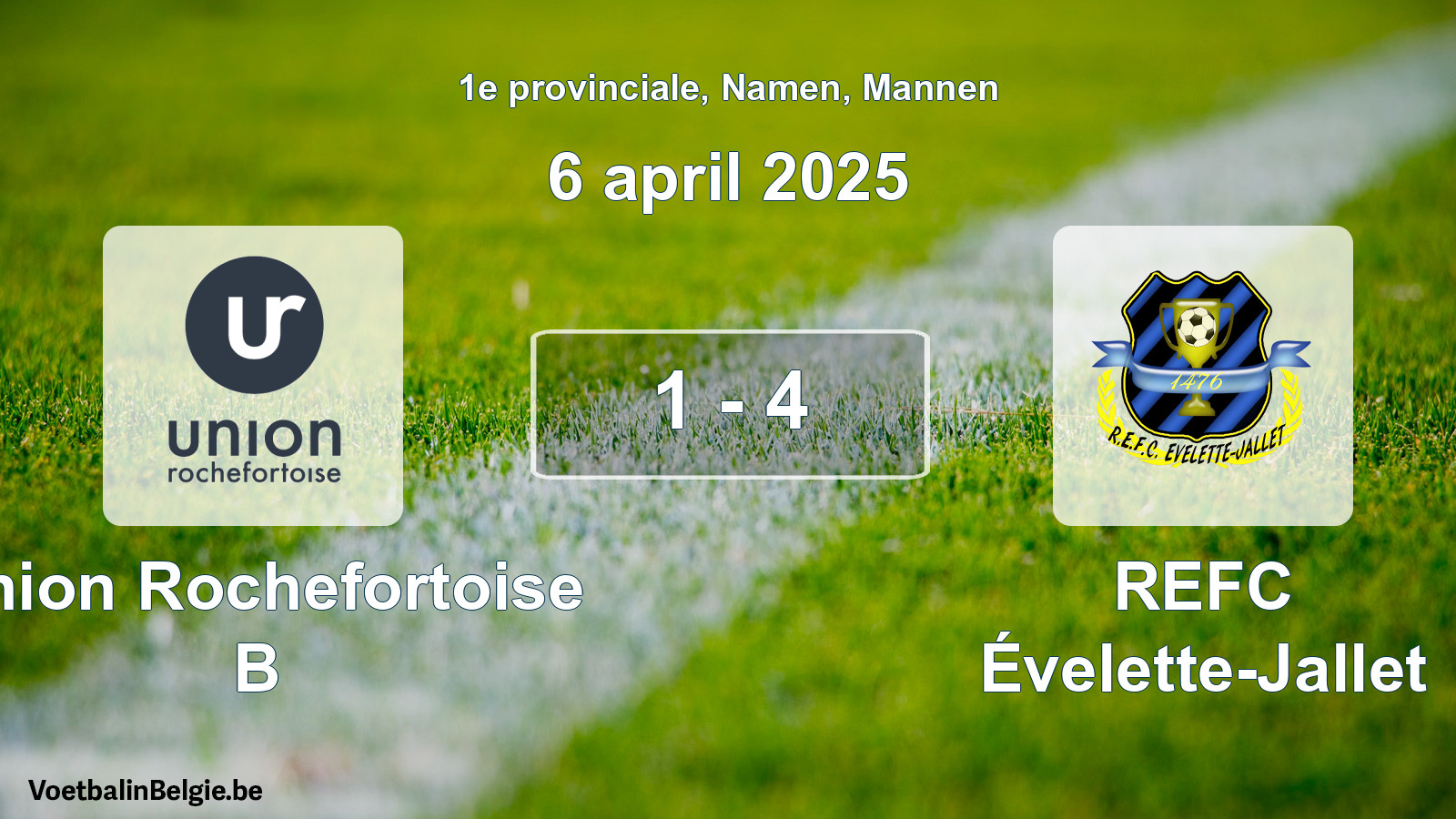 Match joué football hommes: Union Rochefortoise B - REFC Évelette-Jallet 1 - 4 (6 avril 2025)