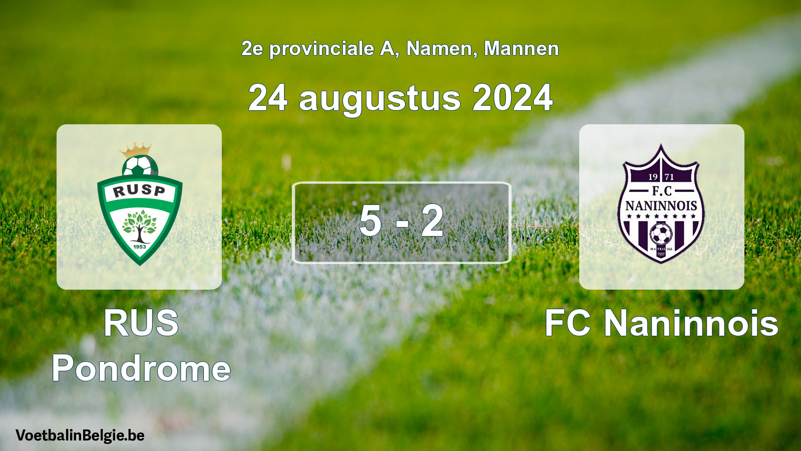 Gespeelde wedstrijd mannenvoetbal: RUS Pondrome - FC Naninnois 5 - 2 (24 augustus 2024)