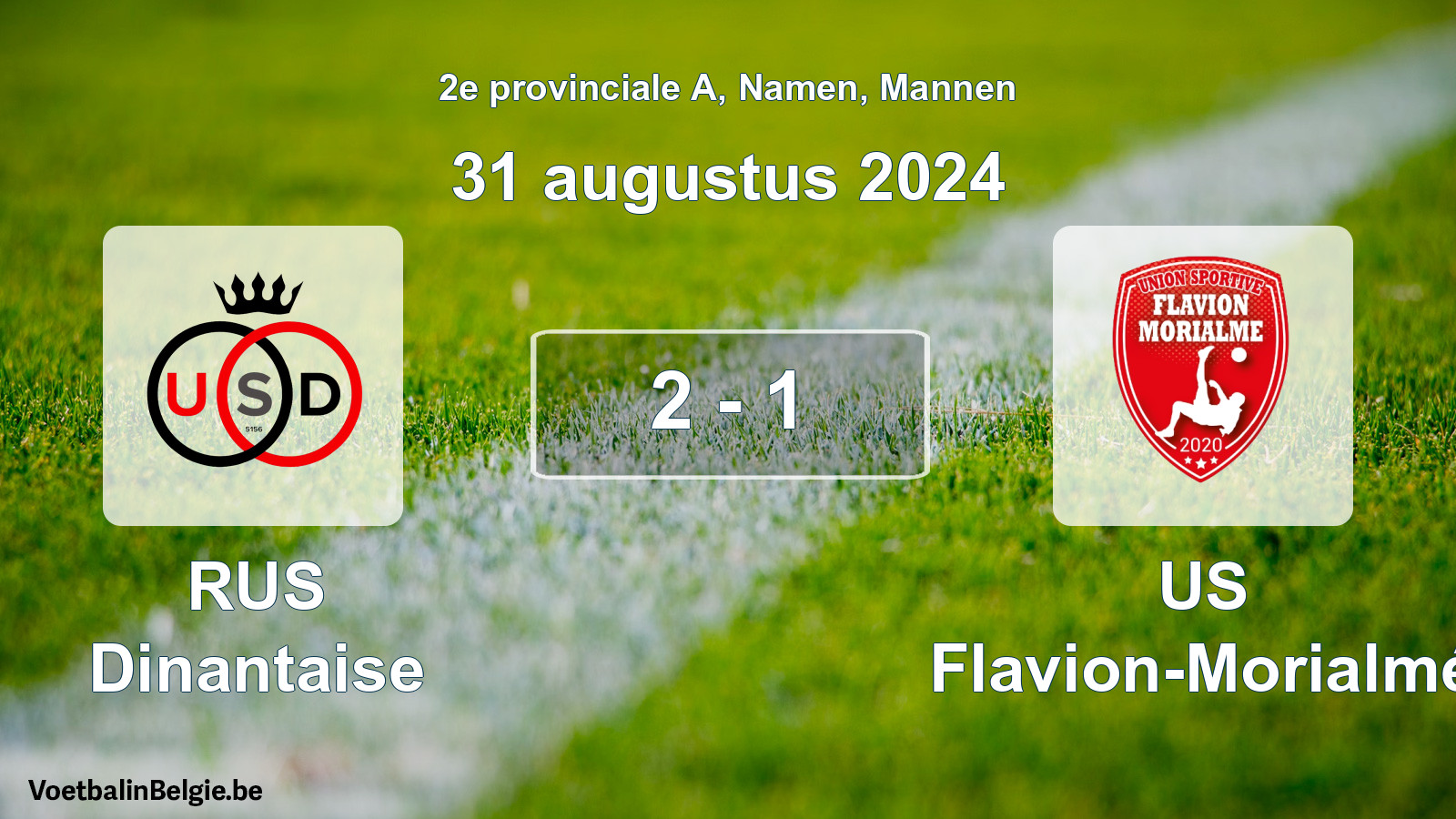 Gespeelde wedstrijd mannenvoetbal: RUS Dinantaise - US Flavion-Morialmé 2 - 1 (31 augustus 2024)