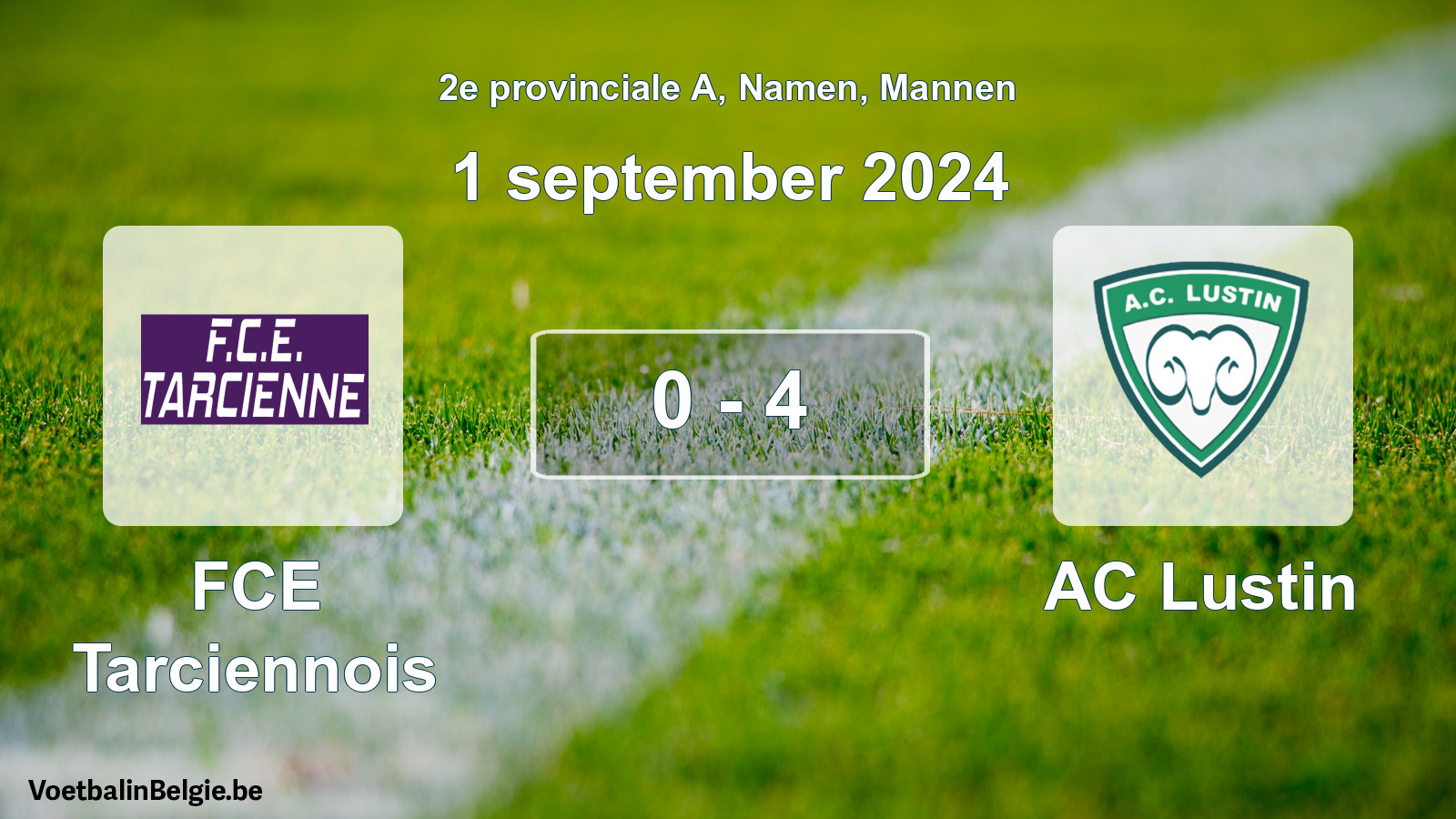 Played match men football: FCE Tarciennois - AC Lustin 0 - 4 (1 September 2024)