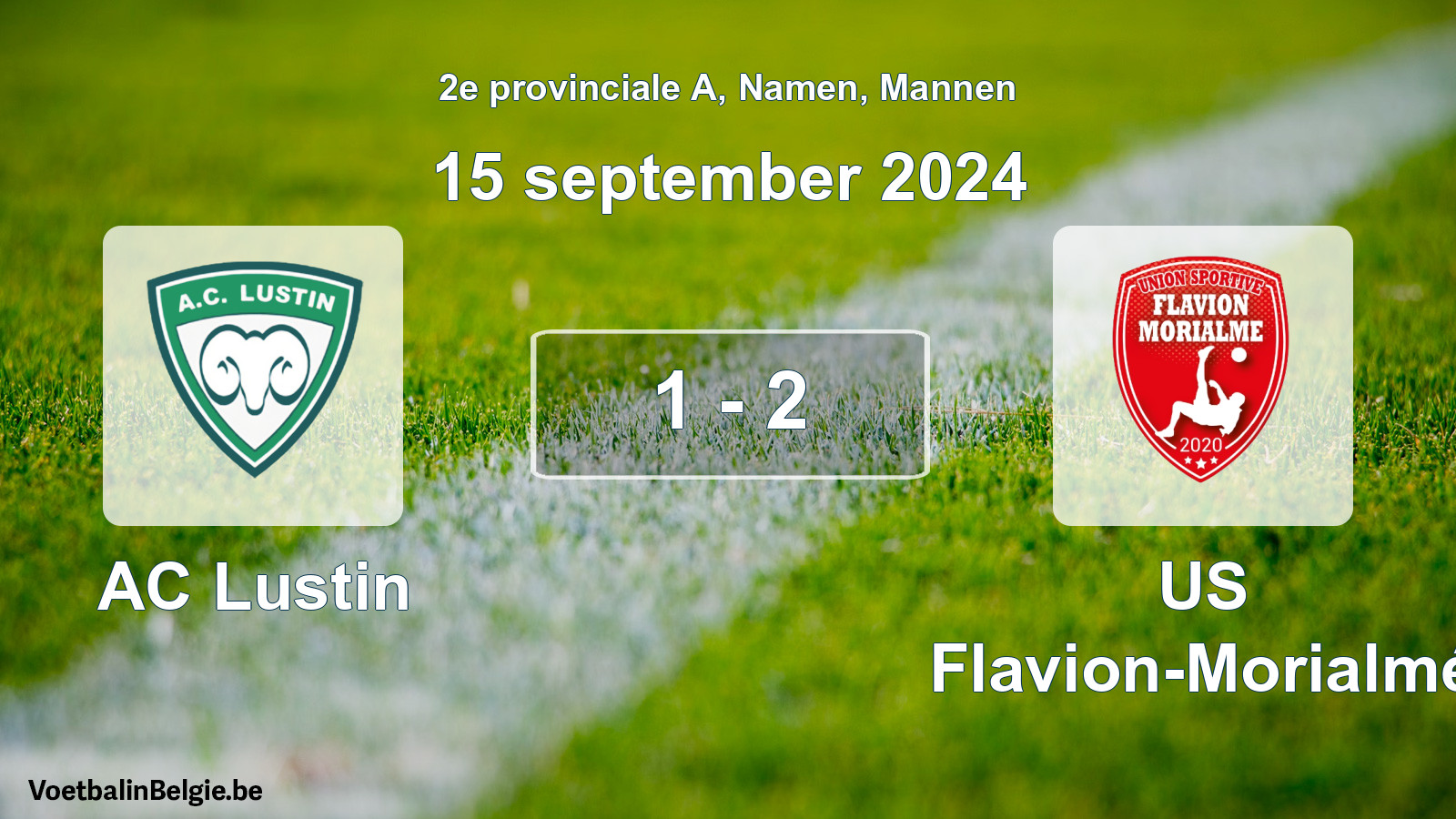 Gespeelde wedstrijd mannenvoetbal: AC Lustin - US Flavion-Morialmé 1 - 2 (15 september 2024)