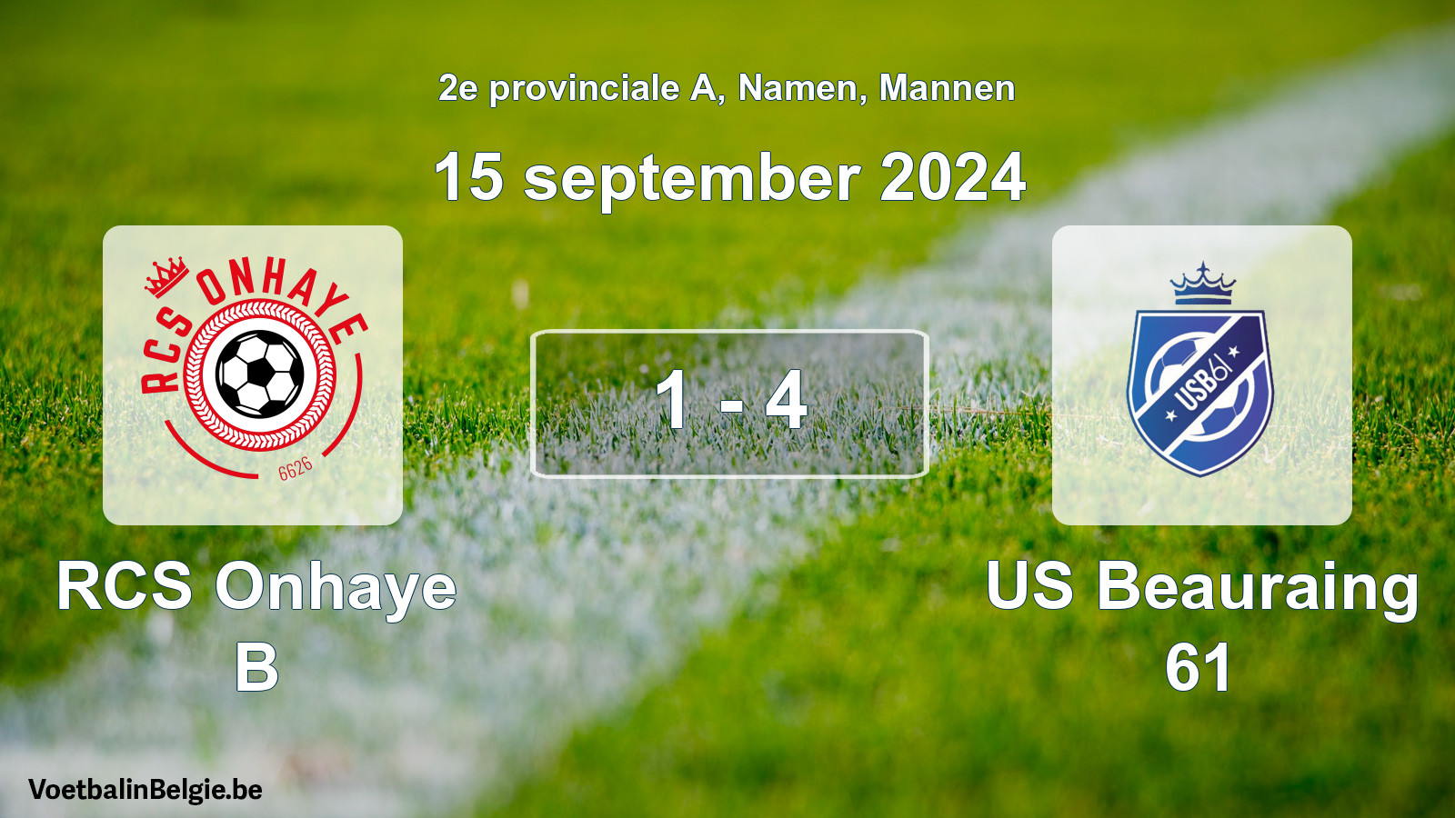 Gespeelde wedstrijd mannenvoetbal: RCS Onhaye B - US Beauraing 61 1 - 4 (15 september 2024)