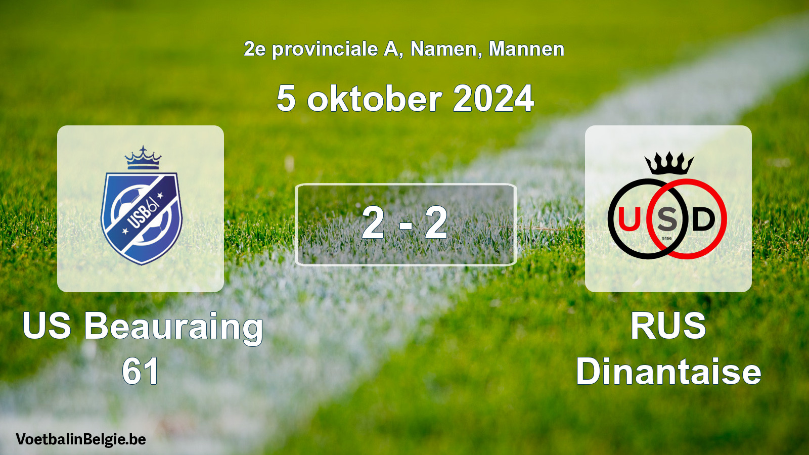 Gespeelde wedstrijd mannenvoetbal: US Beauraing 61 - RUS Dinantaise 2 - 2 (5 oktober 2024)