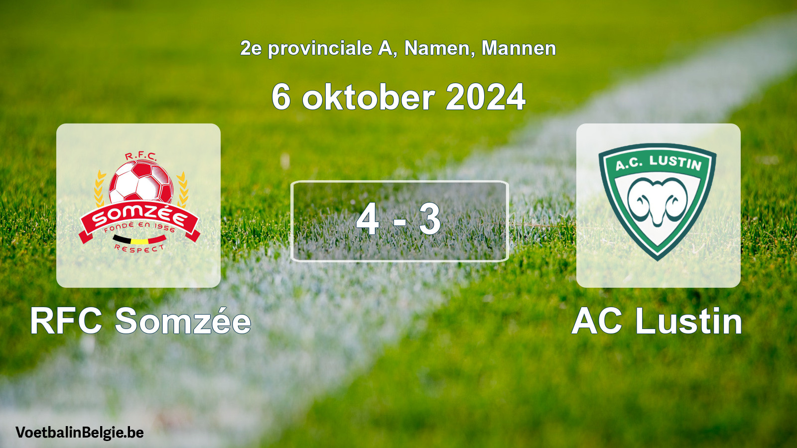 Gespeelde wedstrijd mannenvoetbal: RFC Somzée - AC Lustin 4 - 3 (6 oktober 2024)