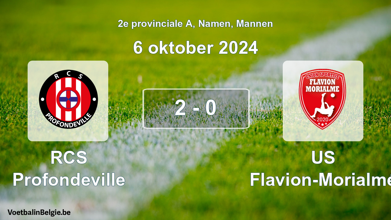 Gespeelde wedstrijd mannenvoetbal: RCS Profondeville - US Flavion-Morialmé 2 - 0 (6 oktober 2024)
