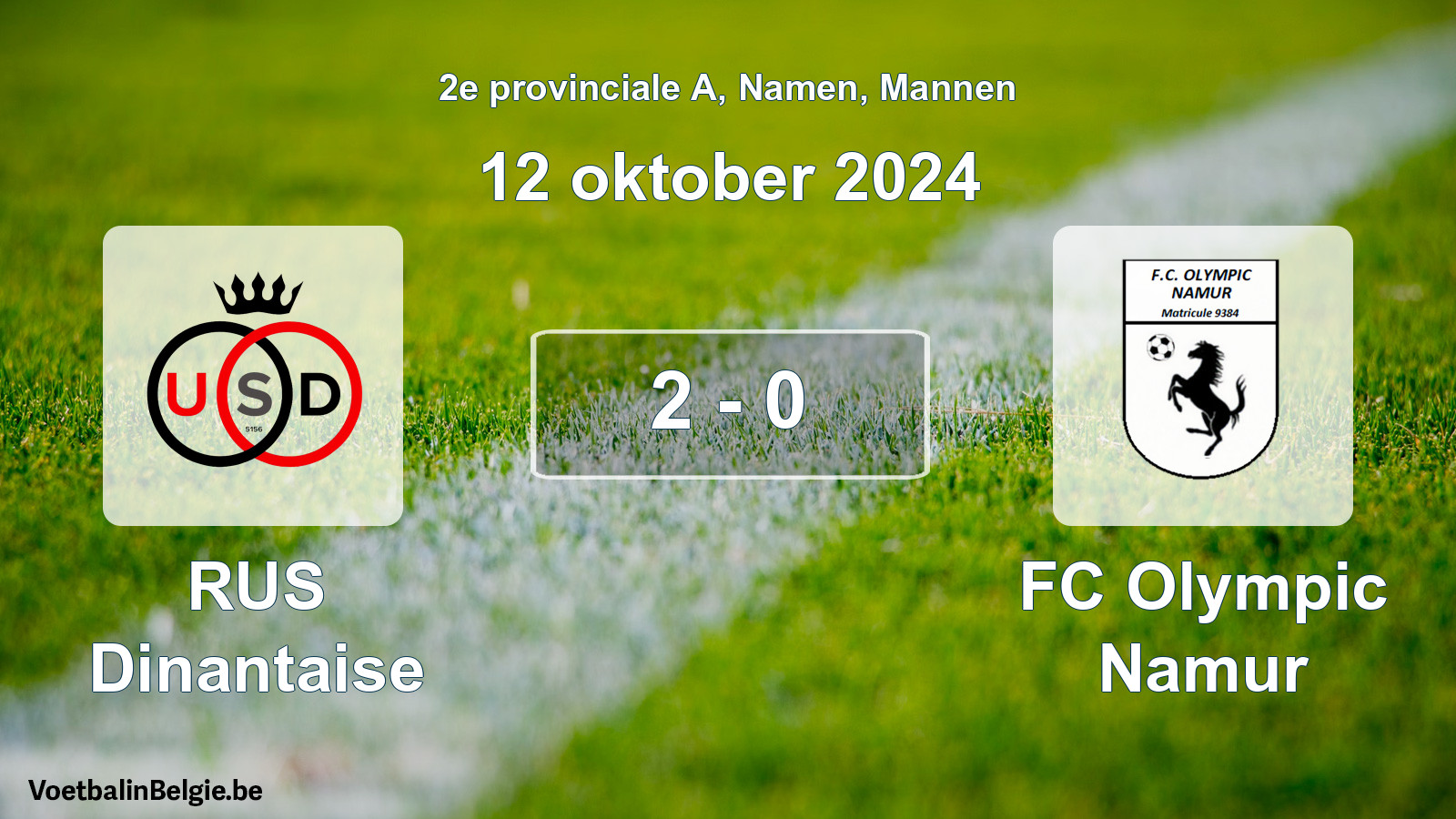 Gespeelde wedstrijd mannenvoetbal: RUS Dinantaise - FC Olympic Namur 2 - 0 (12 oktober 2024)