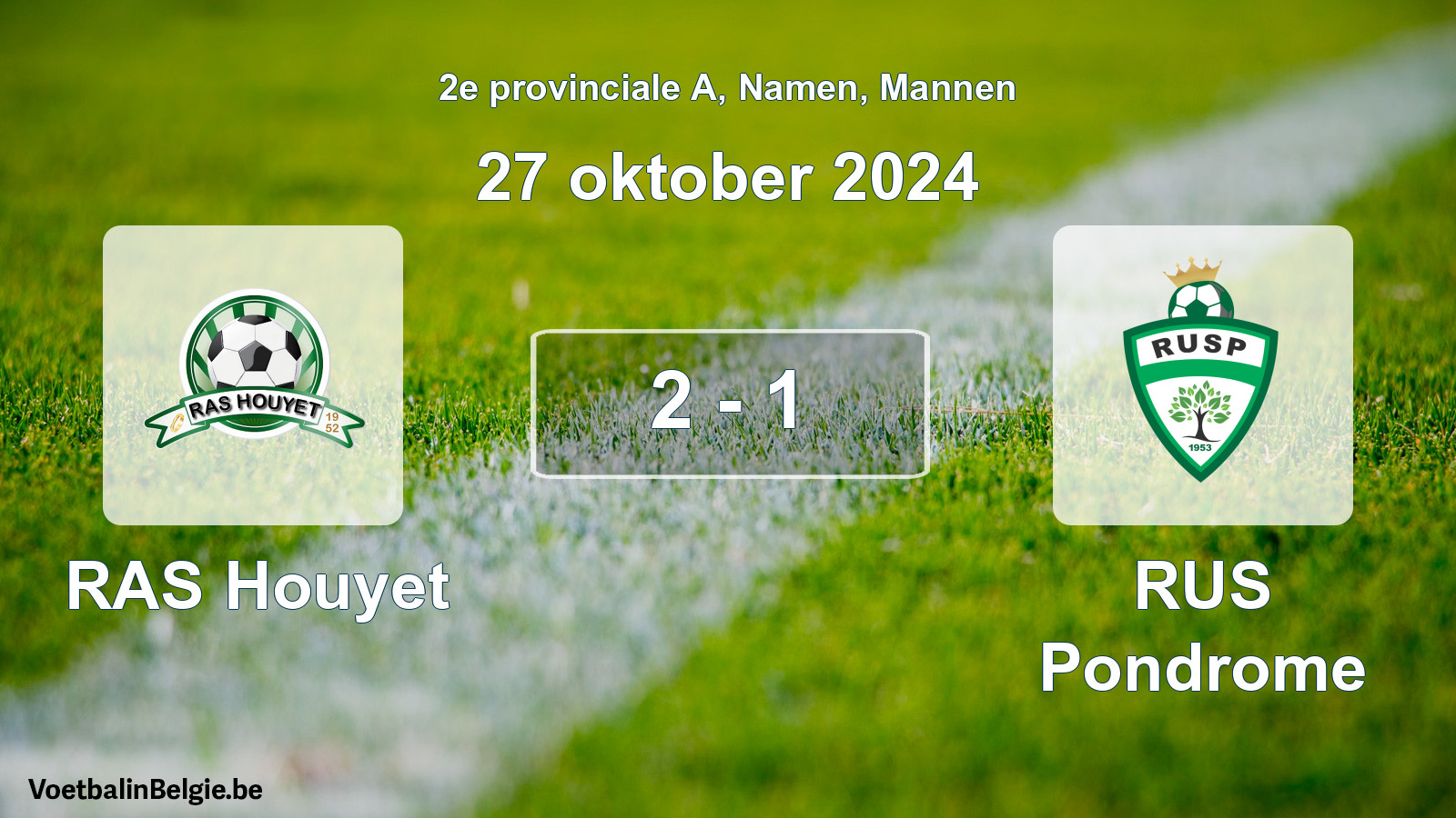 Gespeelde wedstrijd mannenvoetbal: RAS Houyet - RUS Pondrome 2 - 1 (27 oktober 2024)