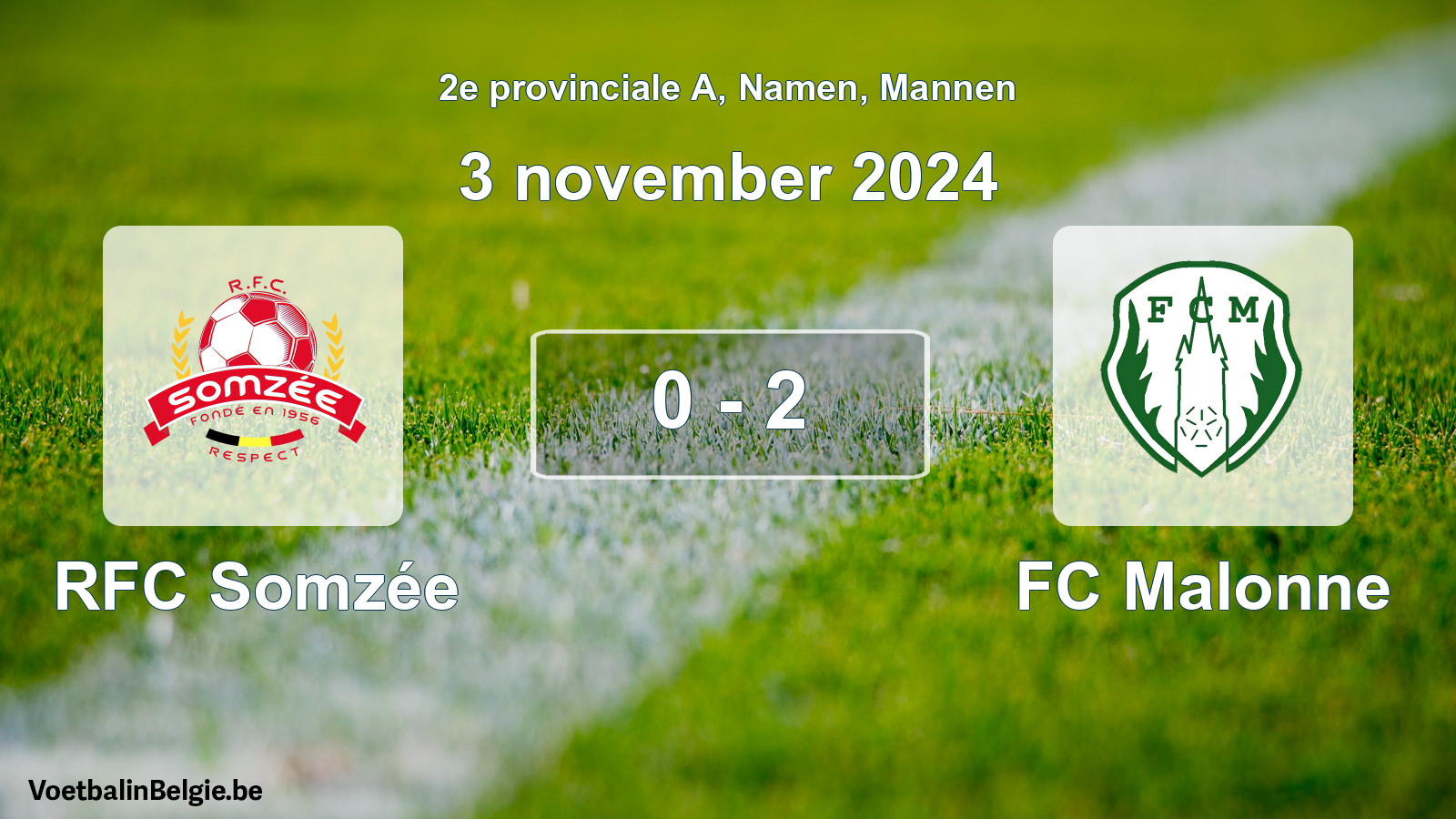 Gespeelde wedstrijd mannenvoetbal: RFC Somzée - FC Malonne 0 - 2 (3 november 2024)