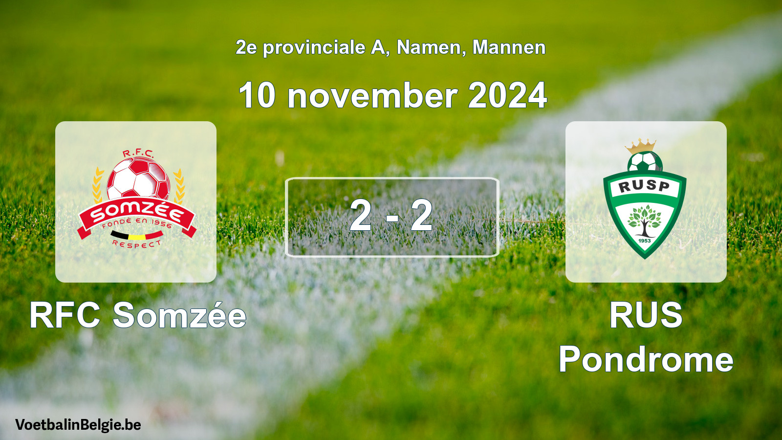 Gespeelde wedstrijd mannenvoetbal: RFC Somzée - RUS Pondrome 2 - 2 (10 november 2024)