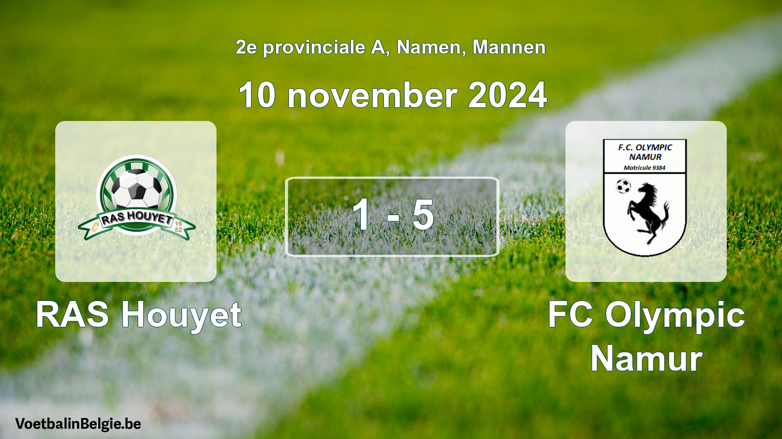 Gespeelde wedstrijd mannenvoetbal: RAS Houyet - FC Olympic Namur 1 - 5 (10 november 2024)