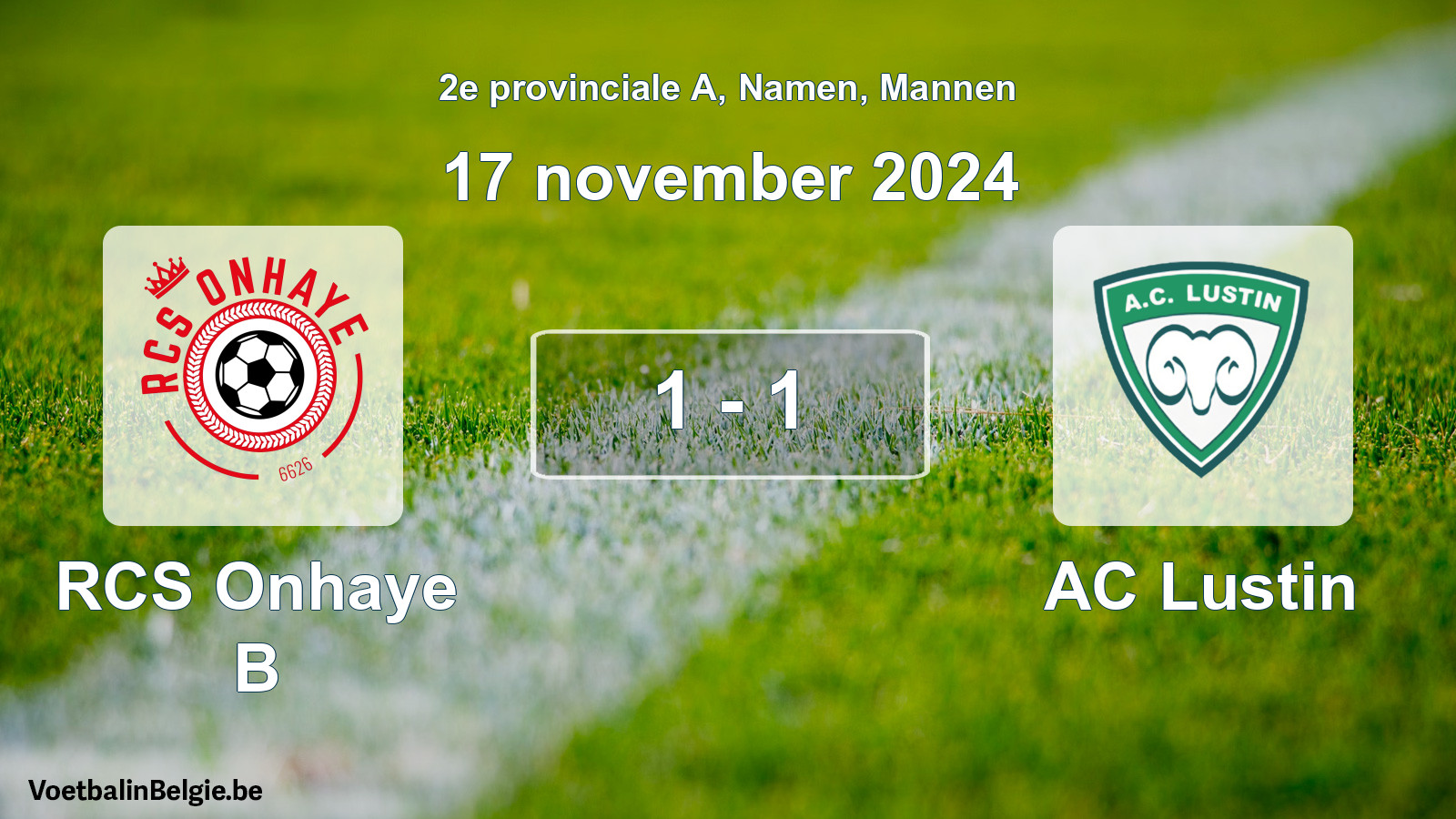 Gespeelde wedstrijd mannenvoetbal: RCS Onhaye B - AC Lustin 1 - 1 (17 november 2024)