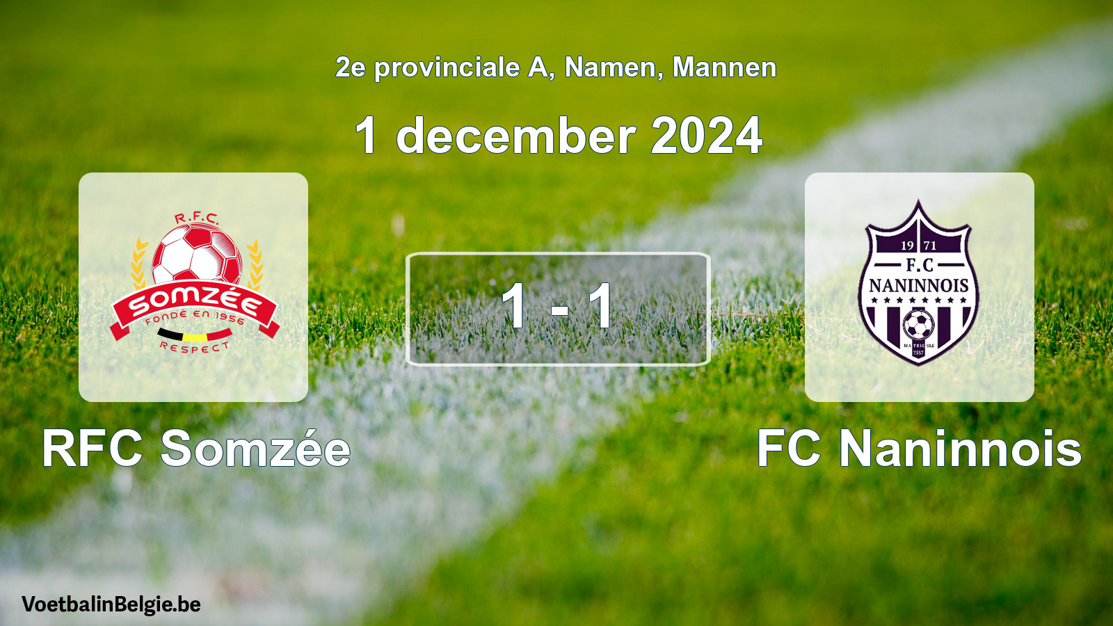 Gespeelde wedstrijd mannenvoetbal: RFC Somzée - FC Naninnois 1 - 1 (1 december 2024)