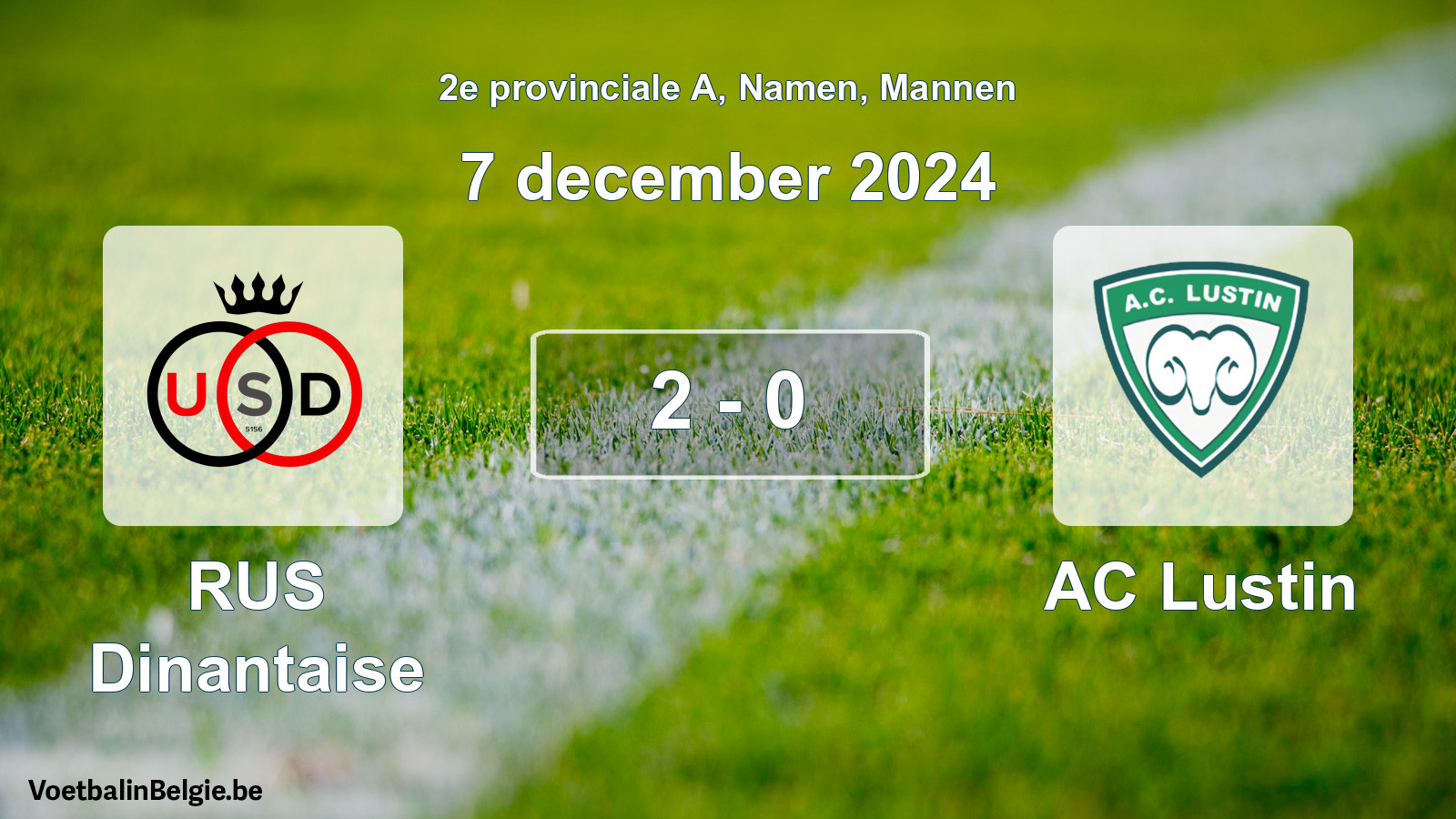 Gespeelde wedstrijd mannenvoetbal: RUS Dinantaise - AC Lustin 2 - 0 (7 december 2024)