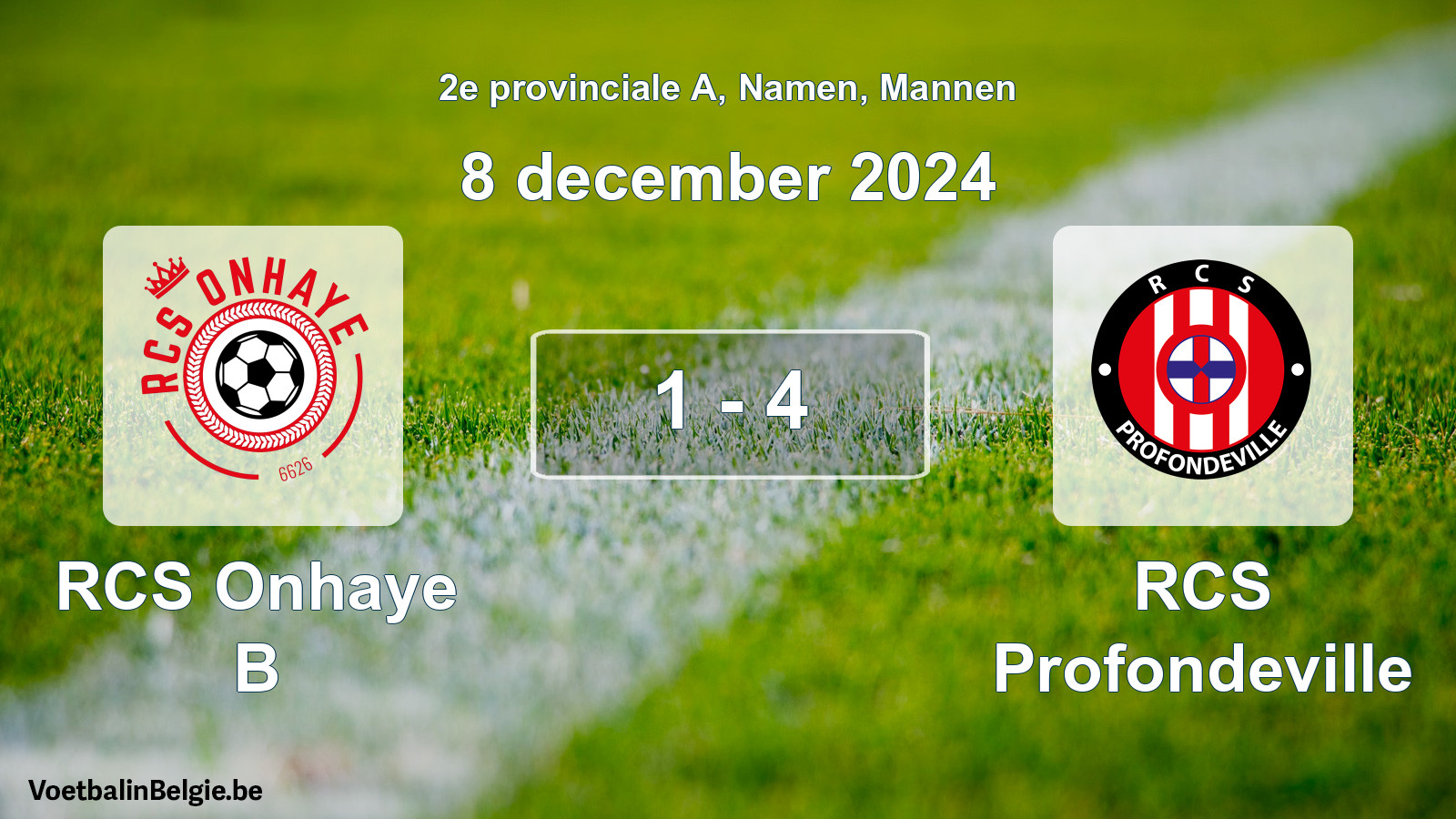 Gespeelde wedstrijd mannenvoetbal: RCS Onhaye B - RCS Profondeville 1 - 4 (8 december 2024)