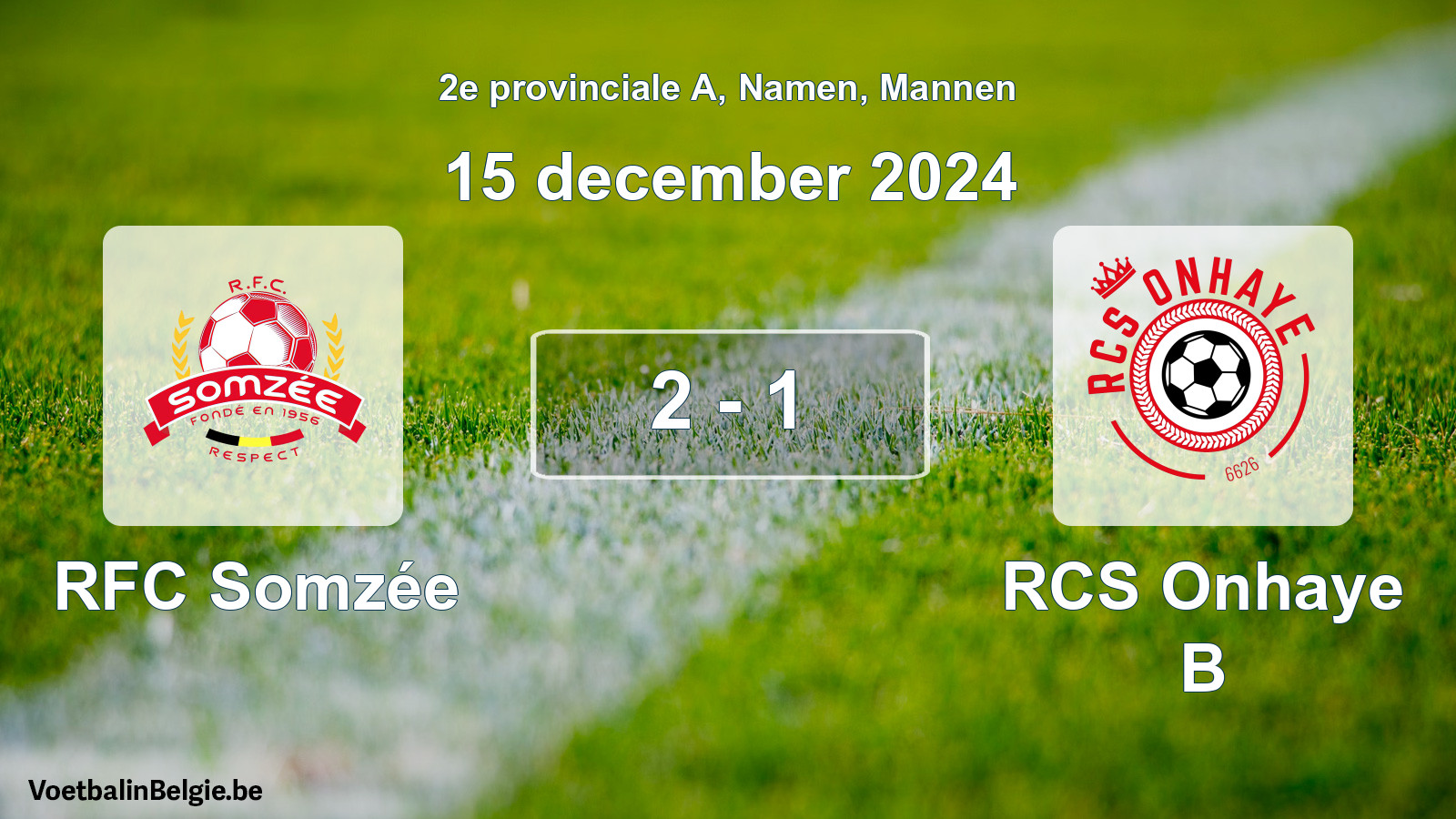 Gespeelde wedstrijd mannenvoetbal: RFC Somzée - RCS Onhaye B 2 - 1 (15 december 2024)