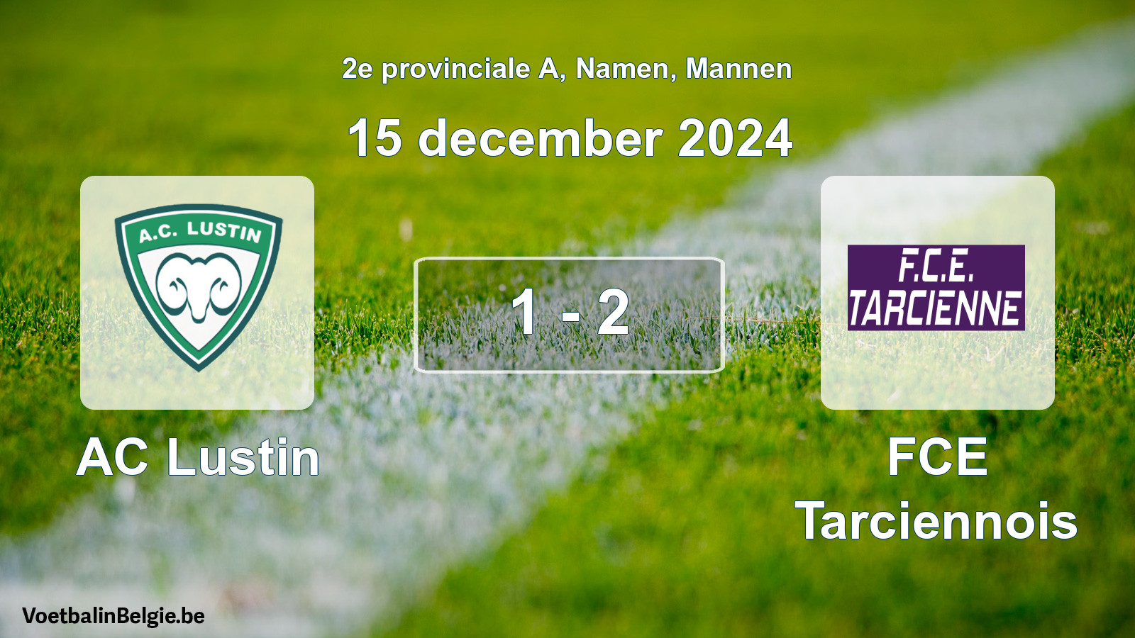 Gespeelde wedstrijd mannenvoetbal: AC Lustin - FCE Tarciennois 1 - 2 (15 december 2024)
