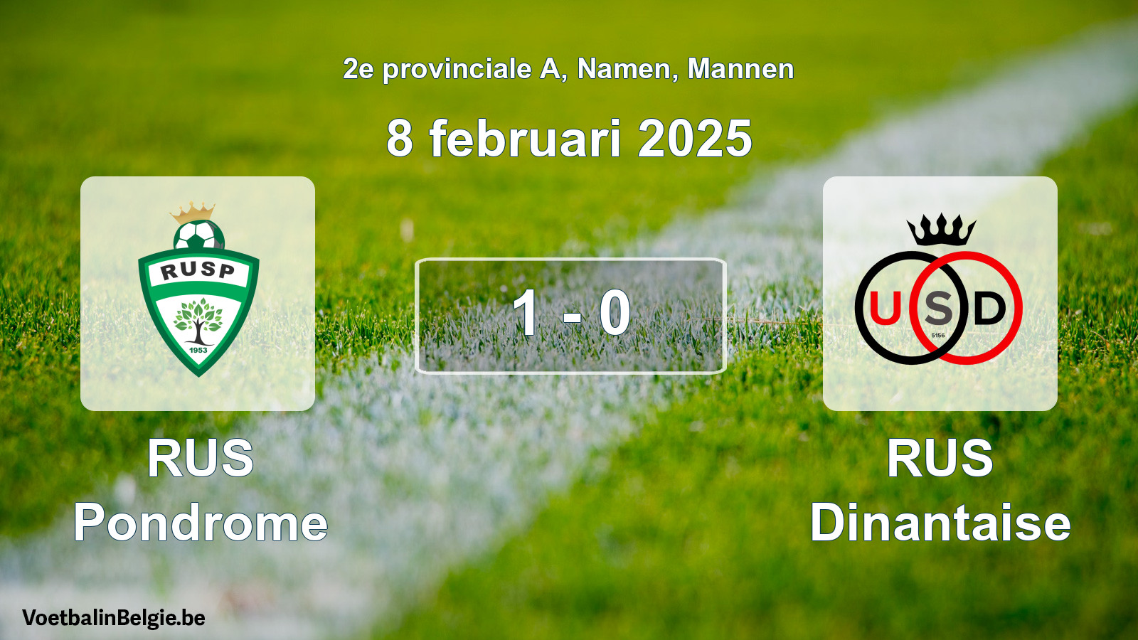 Gespeelde wedstrijd mannenvoetbal: RUS Pondrome - RUS Dinantaise 1 - 0 (8 februari 2025)