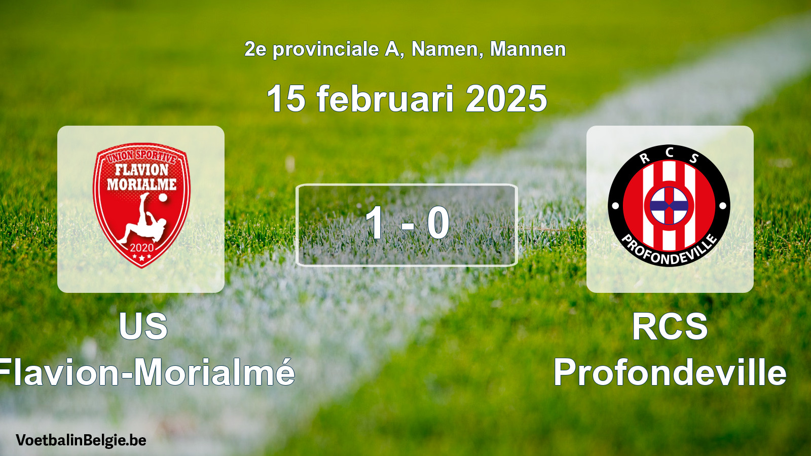 Gespeelde wedstrijd mannenvoetbal: US Flavion-Morialmé - RCS Profondeville 1 - 0 (15 februari 2025)