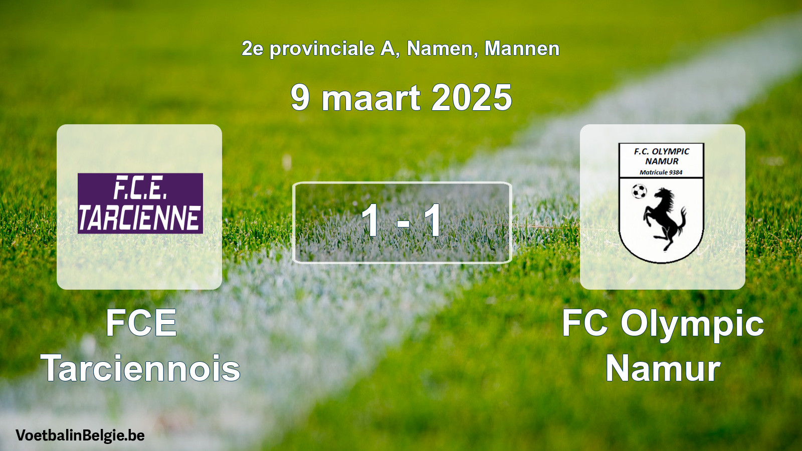 Gespeelde wedstrijd mannenvoetbal: FCE Tarciennois - FC Olympic Namur 1 - 1 (9 maart 2025)
